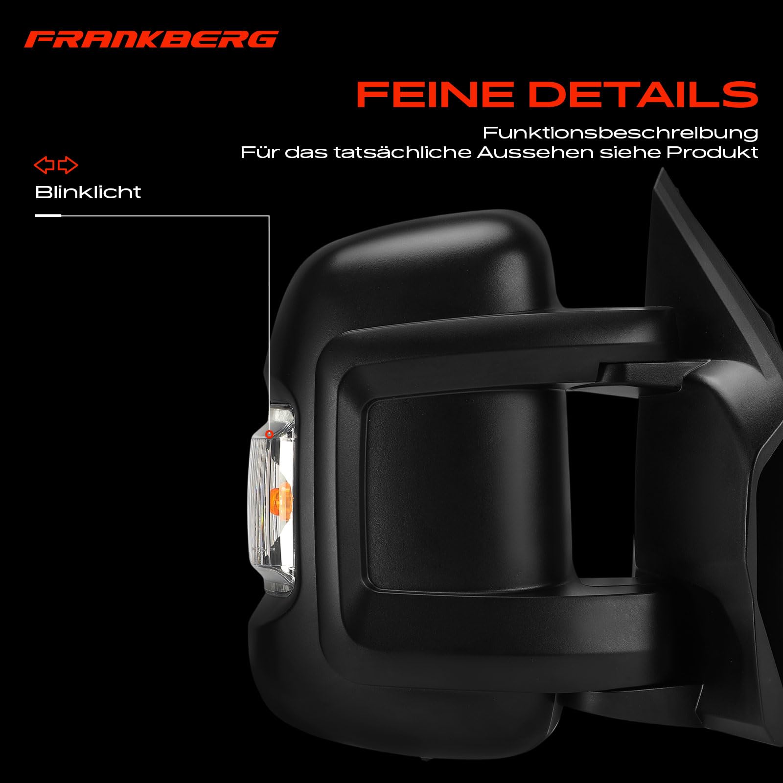Frankberg Espejo retrovisor exterior derecho convexo calefactable. | a mano, Plegable; Compatible con: Autobús Jumper, Ducato Van 250, Caja de puente, Plataforma/chasis Boxer