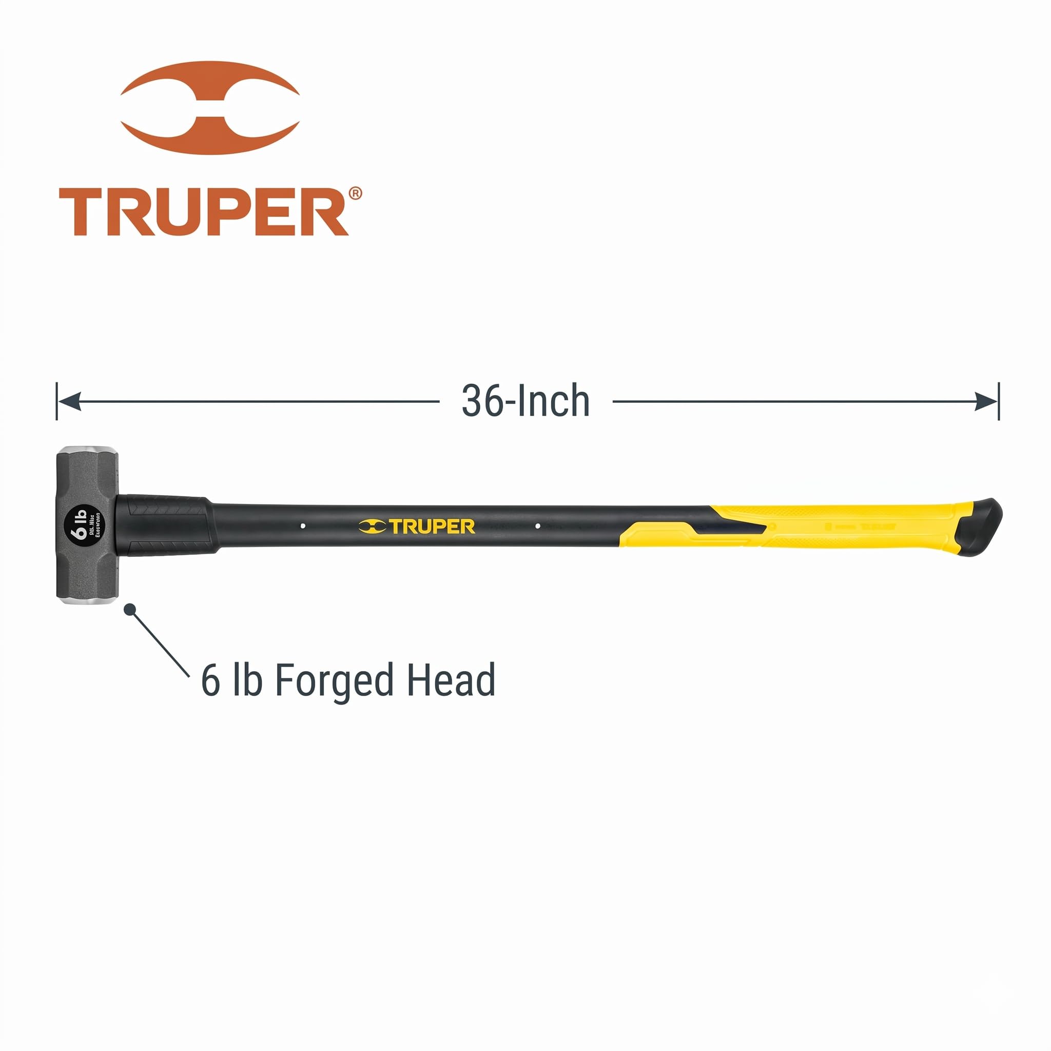 Truper 30928 6-Pound Sledge Hammer Fiberglass Handle with Rubber Grip 36-Inch product thumbnail 4