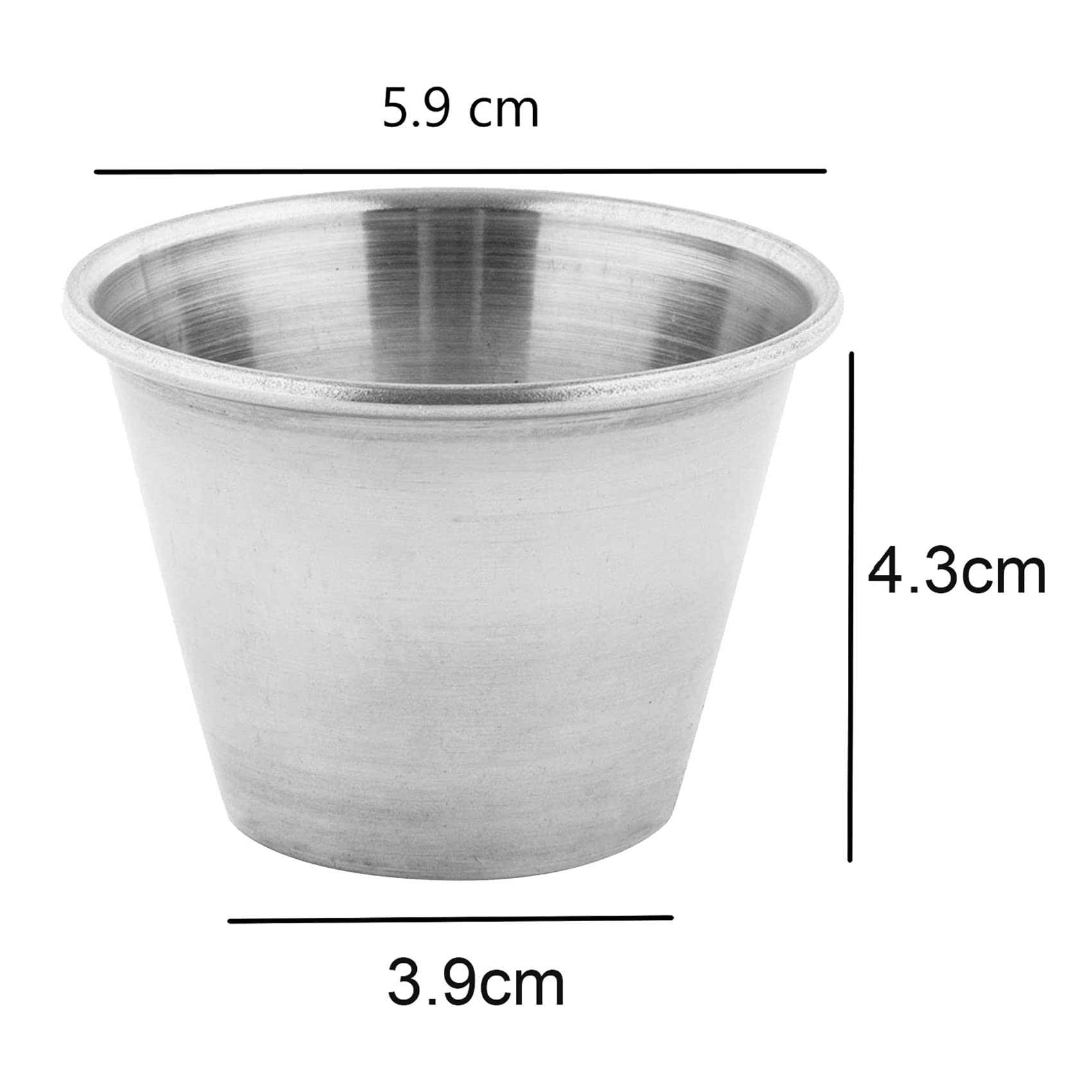 Packung mit 60 - Premium Gebürsteten Edelstahl Gewürz Sauce Tassen Gewürze TöPfe Liquid Dips Schalen - 2.5Oz 70Ml