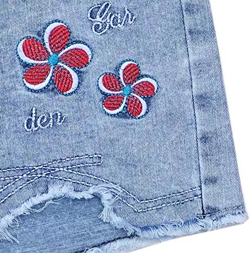 Peacolate 4-11Y Little&Big Girls Summer Denim Shorts Elastic Waistband Flower Ripped Jeans - Image 3