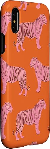 Miniatura 9 de Carcasa para iPhone 11 Pro Max, diseño de tigre y gato grande, color rosa y naranja