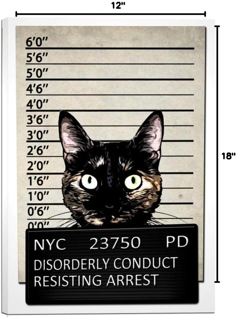Cortesi Home "Kitty Mugshot" by Nicklas Gustafsson, Giclee Canvas Wall Art, 12 by 18-Inch