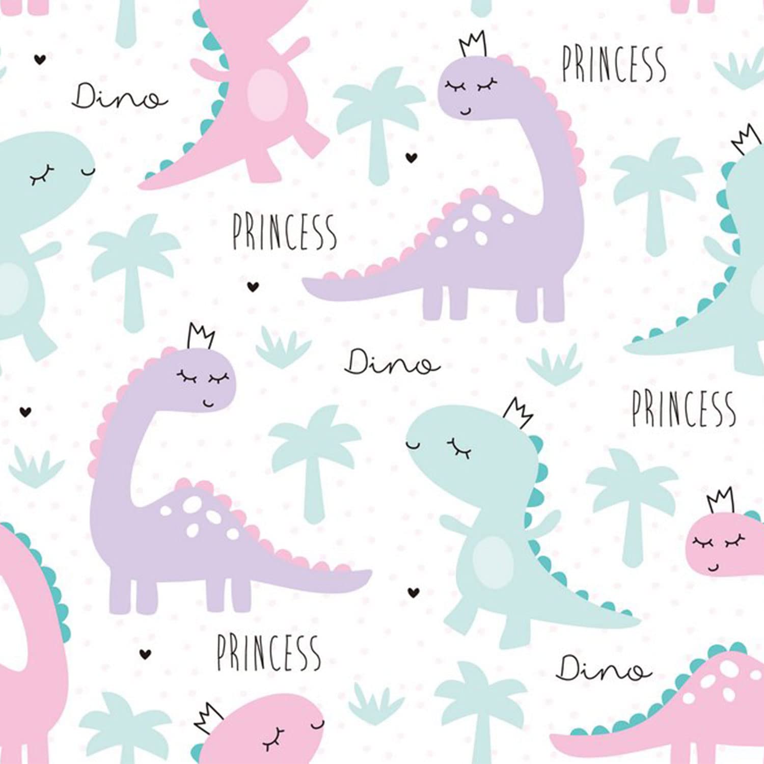 Dinosaur Fabric by The Yard Pink Purple Dinos Upholstery Fabric for Kids Girls Lovely Cute Animals Kawaii Cartoon Decorative Fabric for Quilting Clothing Sewing DIY Craft Patchwork 1 Yard