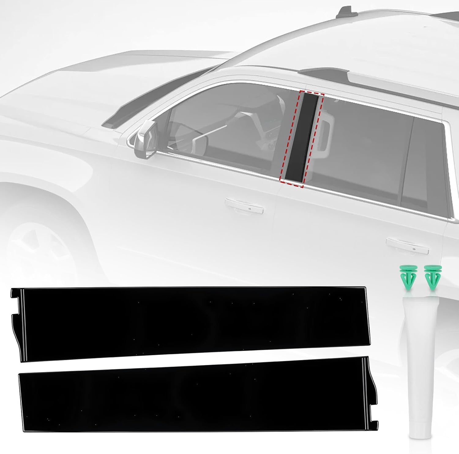 2PCS Rear Door Applique Molding Compatible with Cadillac Escalade,Chevrolet Tahoe,GMC Yukon 2015-2018,Rearward Window Trim Molding Driver &Passenger Side 926-245 925-246