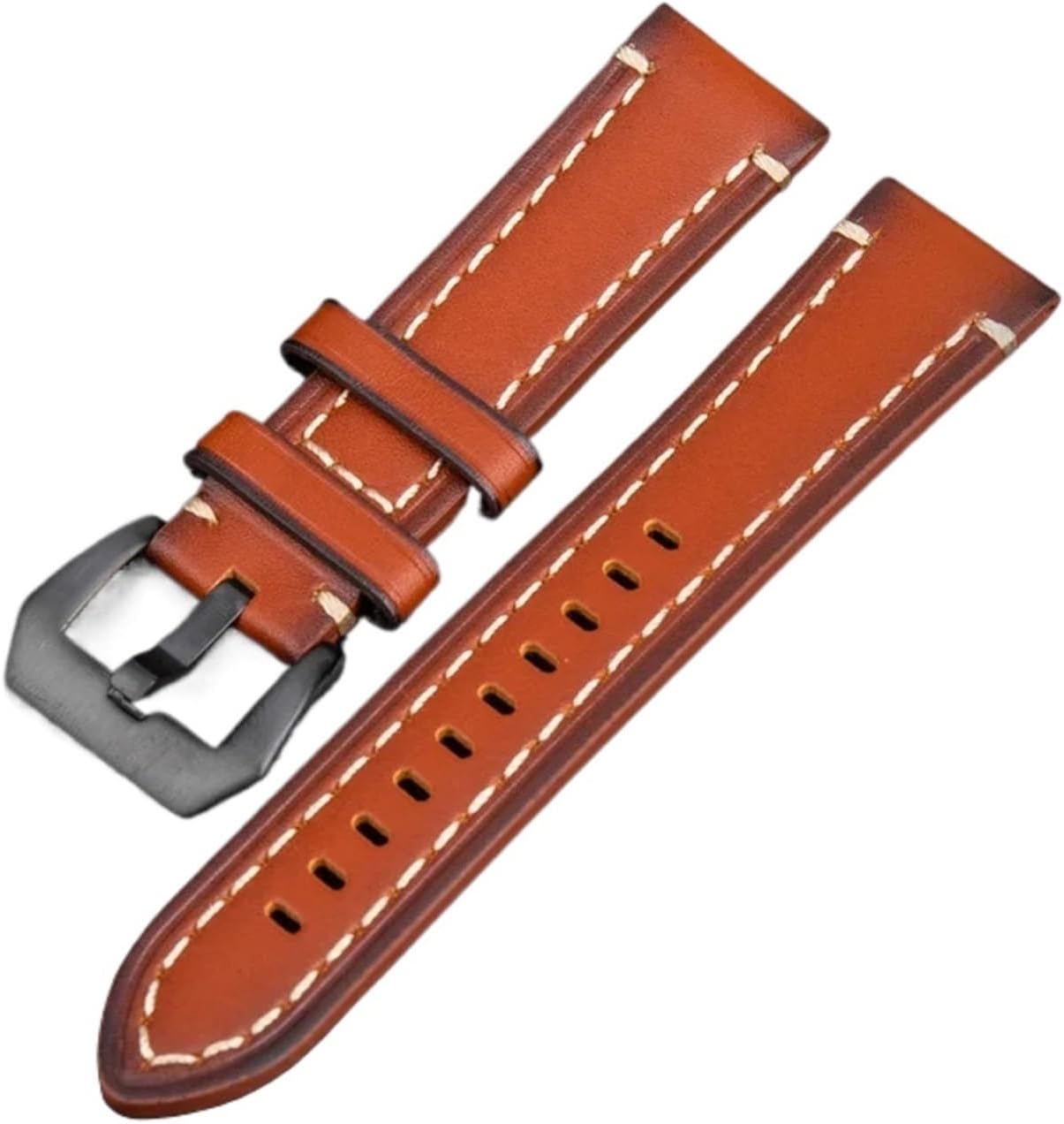 yingyingjia Cow Leather Watch Band 18mm 20mm 22mm 24mm Vintage Strap Silver Buckle Bracelet Accessories Compatible With Panerai Compatible With Fossil Watchband