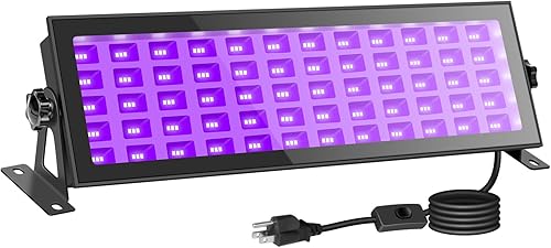 Barra de luz LED negra de 120 W, área iluminada de 40 x 40 pies, 180 luces LED negras con cable de alimentación de 5 pies y enchufe, luces negras