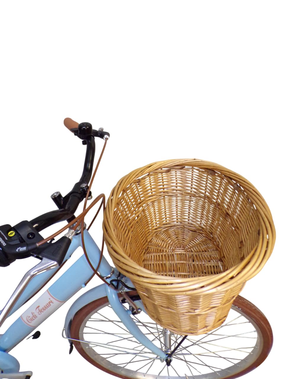 Vélo pour femme vélo de ville ville vélo de marche 28'' avec changement vintage rétro panier en osier (bleu)