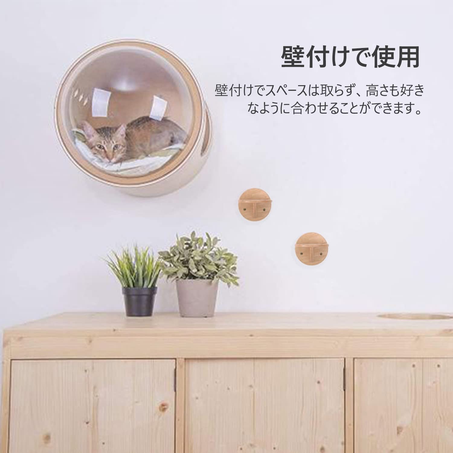 Amazon.co.jp: 宇宙船 猫ハウス 透明ペット用ベッド 空気穴で 木製