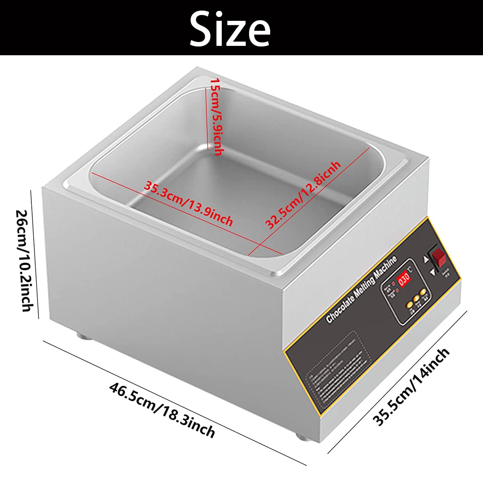 Machine de trempe au chocolat 600 W avec contrôle automatique de la température, 2 pots de 1,6 L pour fondre, chauffage de l'eau de 30 ℃ ~ 80 ℃, parfait pour un usage commercial