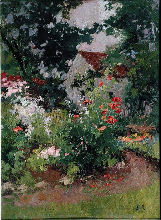 Toile l'atelier de la et du jardin de Romeny par Renoux, reproduction d'art Premium 60x90