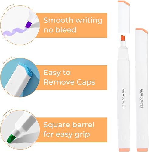 Miniatura 3 de M&G Resaltadores de doble punta, resaltador estético de doble punta de cincel fina, resaltador suave, sin sangrado, secado rápido para la escuela de