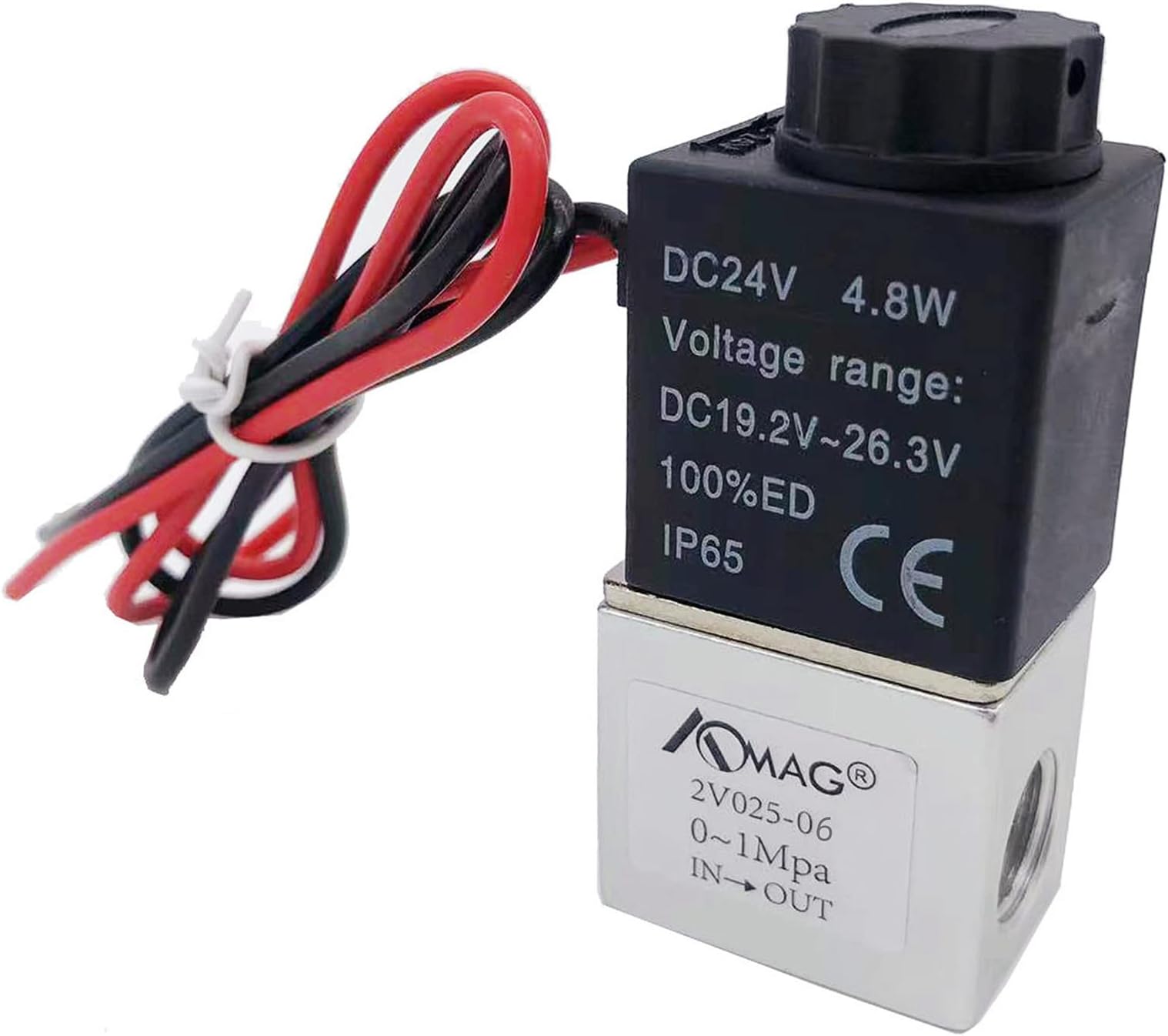 AOMAG 1/8" NPT Female Port, DC 24V 2 Way Normally Closed Pneumatic Aluminum Electric Solenoid Air Valve