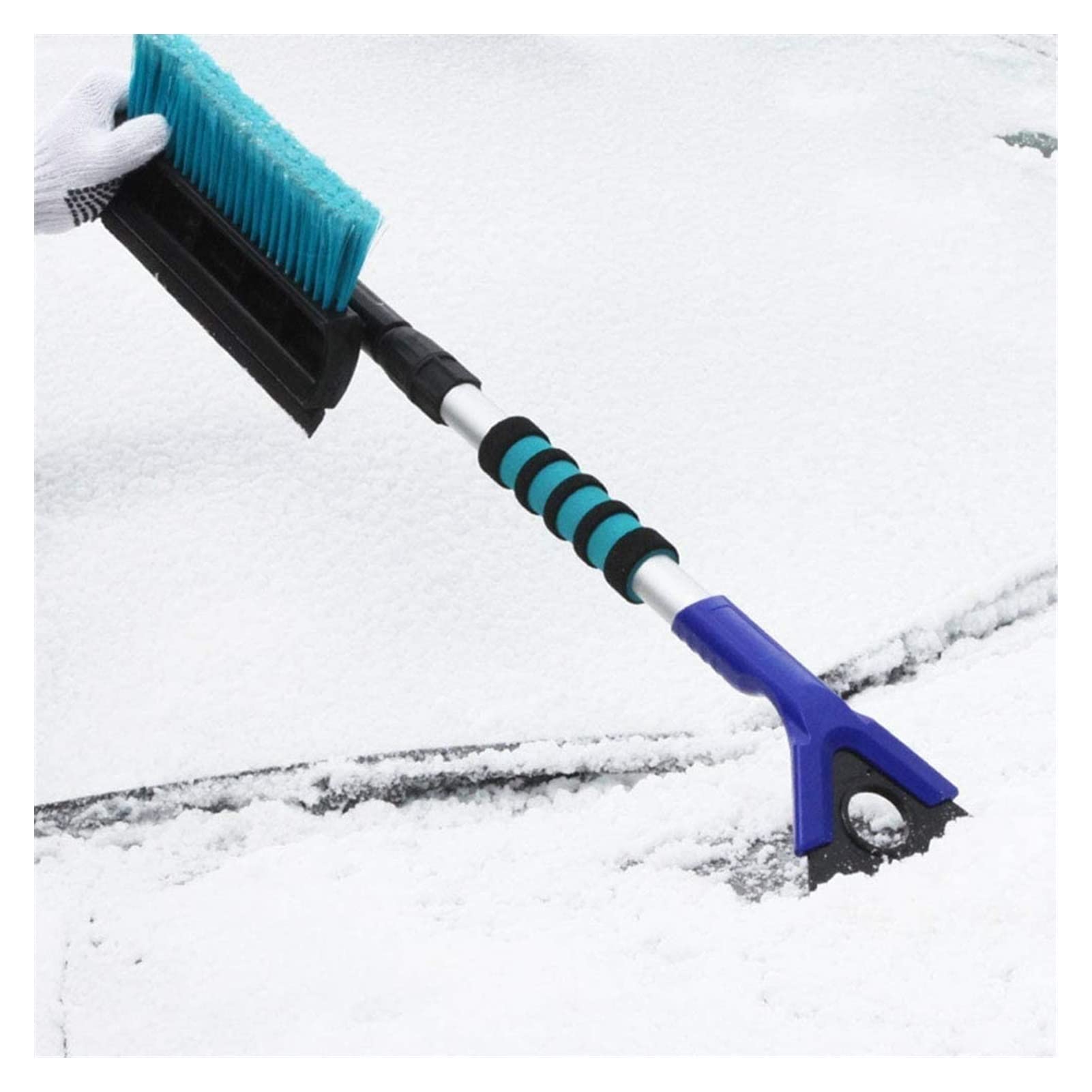 XMING Cepillos de Nieve for automóvil, Cepillo de Nieve portátil for el Vidrio de Parabrisas de automóviles con Agarre de Espuma y Mango Extensible Resistente Duradero