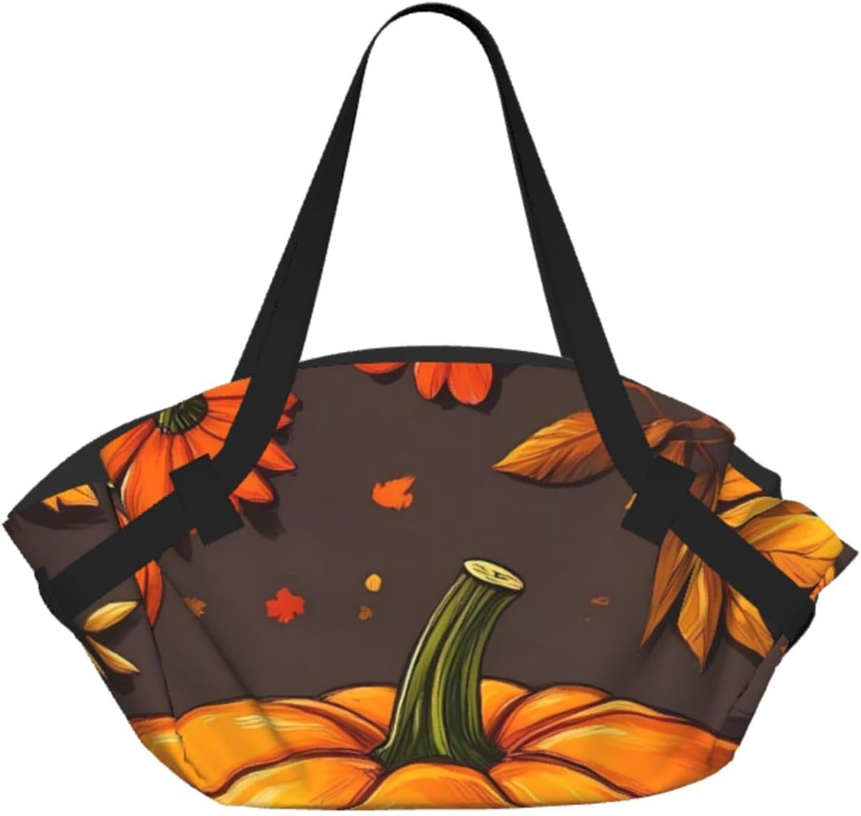 Autumn Pumpkin Leaves Pattern Foldable Camping Tote Bag Picnic Blanket Bag Portable Beach Mat Tote Waterproof Outdoor Picnic Mat Carry Bag