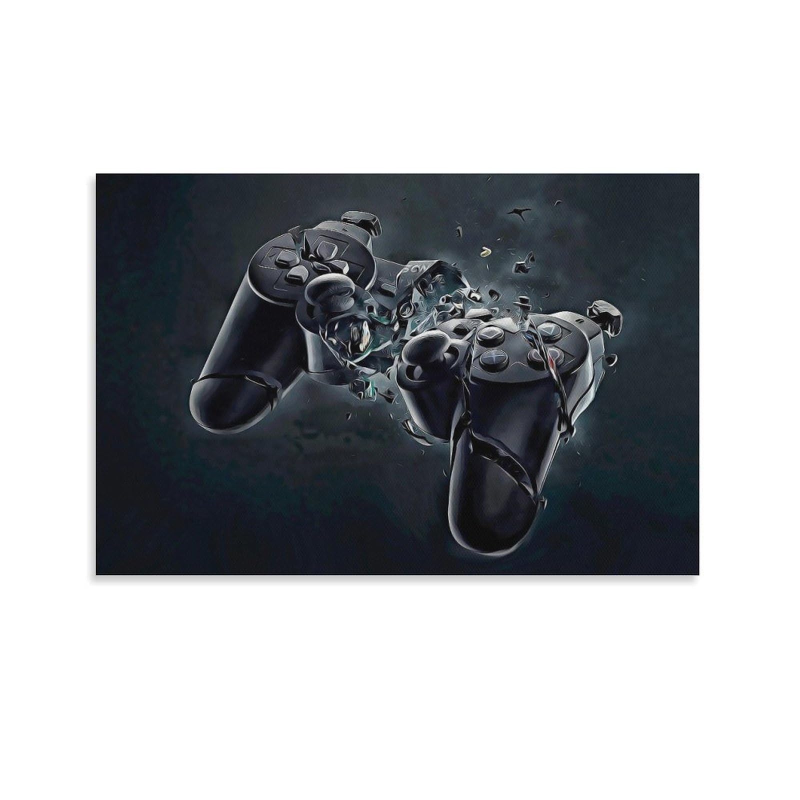 LZTEN Póster de gamepad roto, regalo para novio jugador, lienzo de videojuegos, decoración de pared de gamepad, decoración de sala de juegos, decoración de sala de juegos, lienzo decorativo de pared