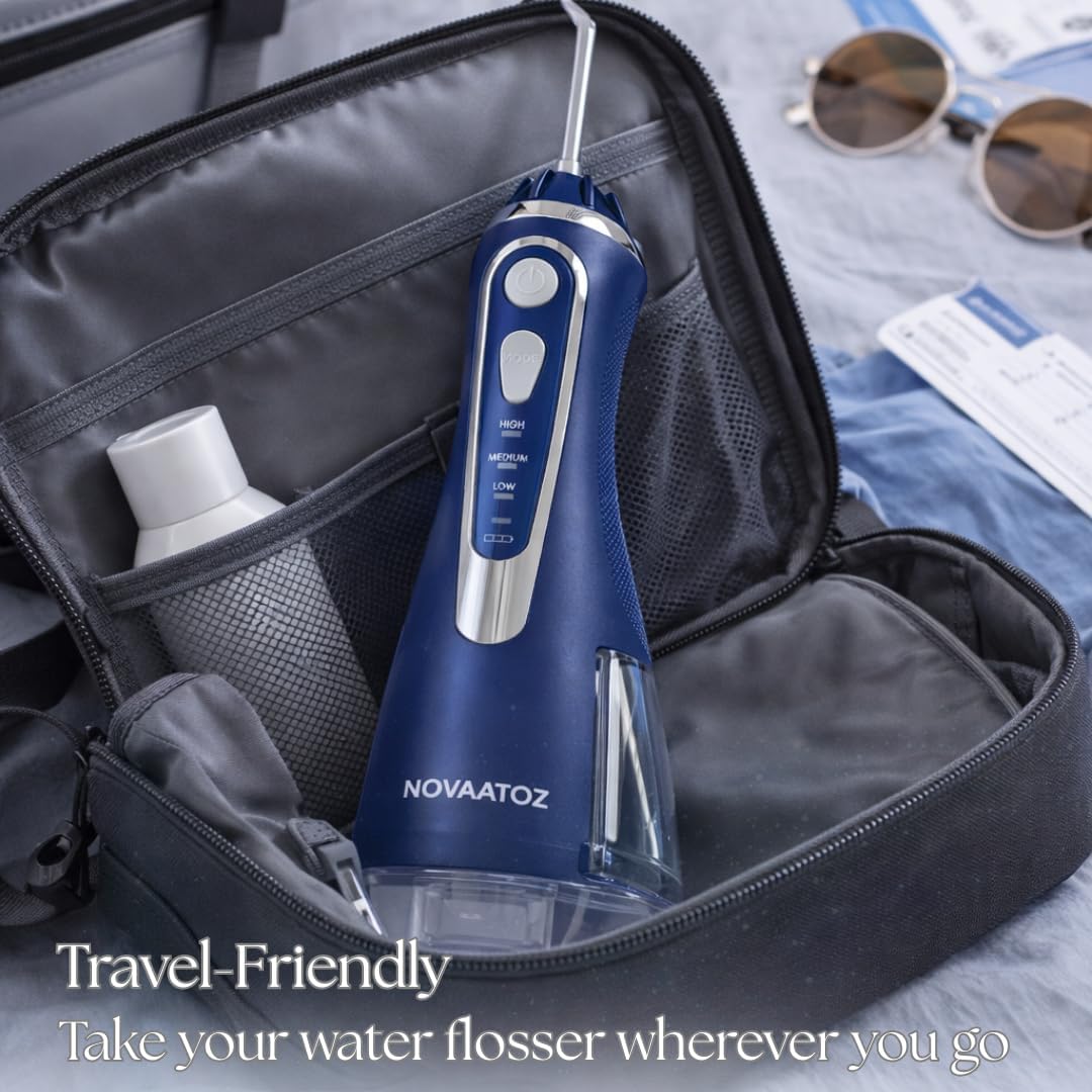 HydroPro Cordless Water Flosser | Portable Rechargeable Oral Irrigator for Teeth & Gums | Waterproof Dental Cleaner | Deep Cleaning for Braces, Plaque & Gum Care | Travel Friendly (Blue)