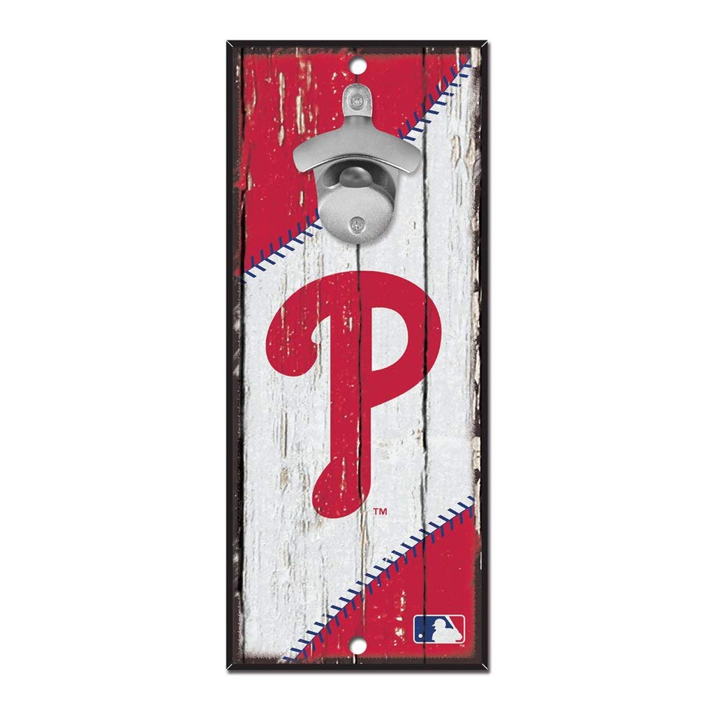 WinCraft MLB Philadelphia Phillies 5x11 Wood Sign Bottle Opener, Team Colors, 5