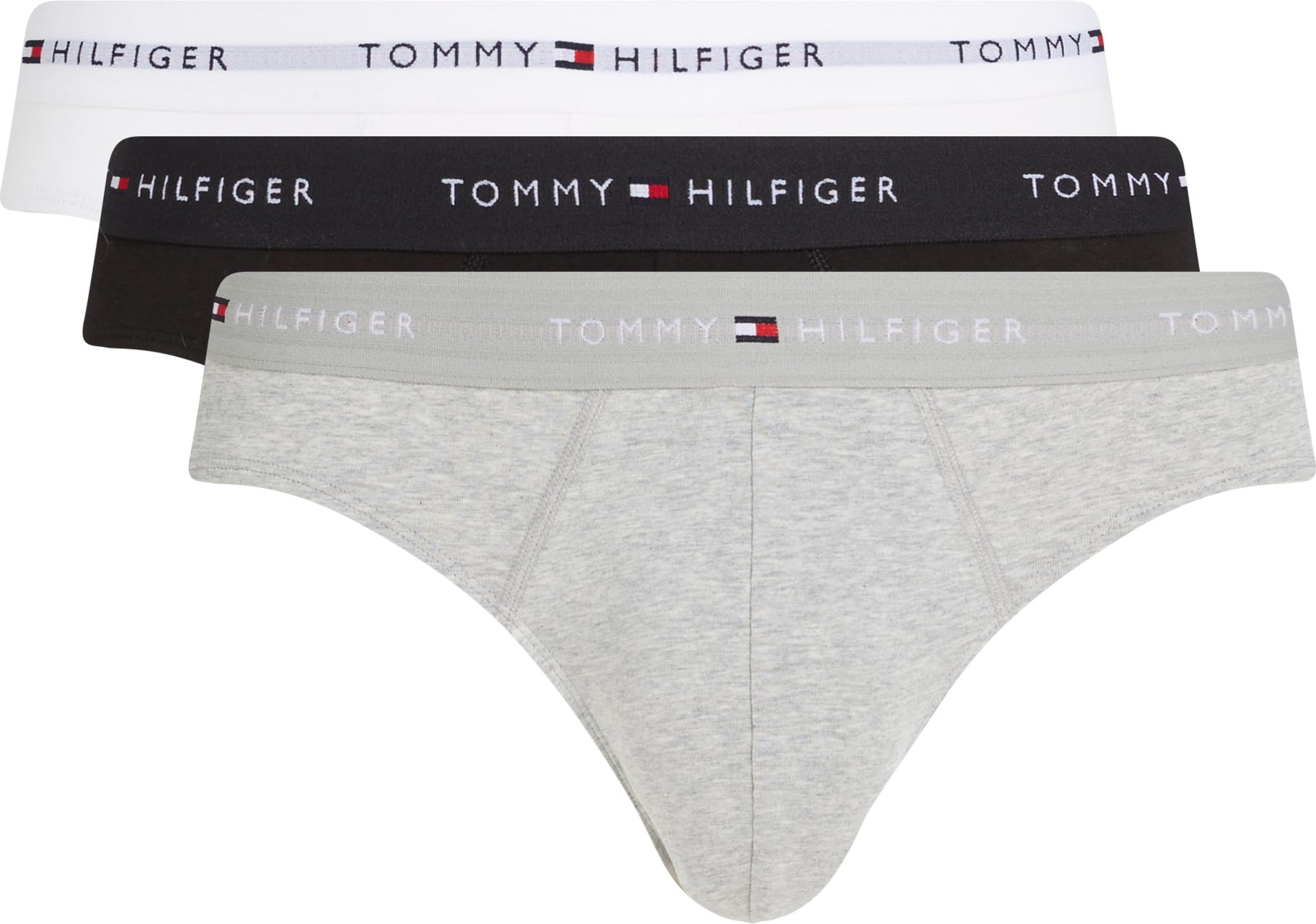 Tommy Hilfiger Herren 3er Pack Unterhosen Hip Briefs mit Logobund