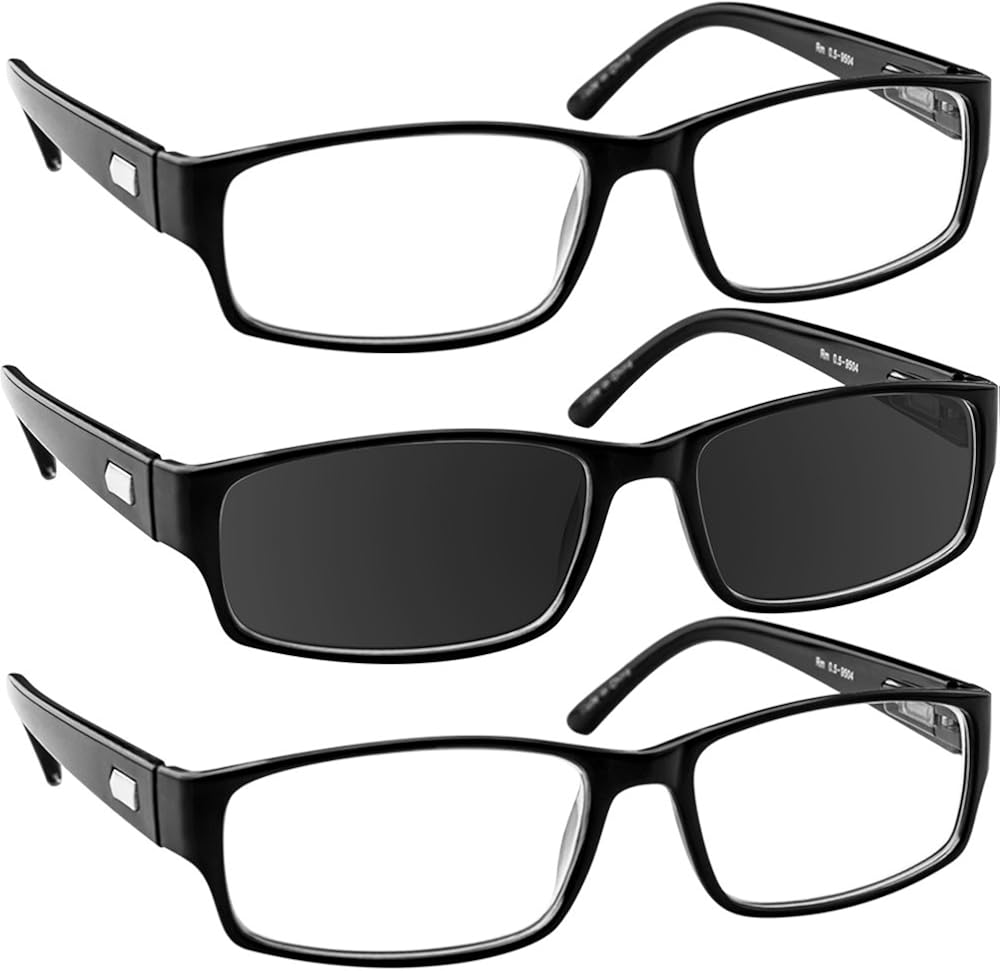 Exclusive Special Reading Glasses - 9504HP - 3 Pack - 2 Black & 1 Sun Black - 1.75
