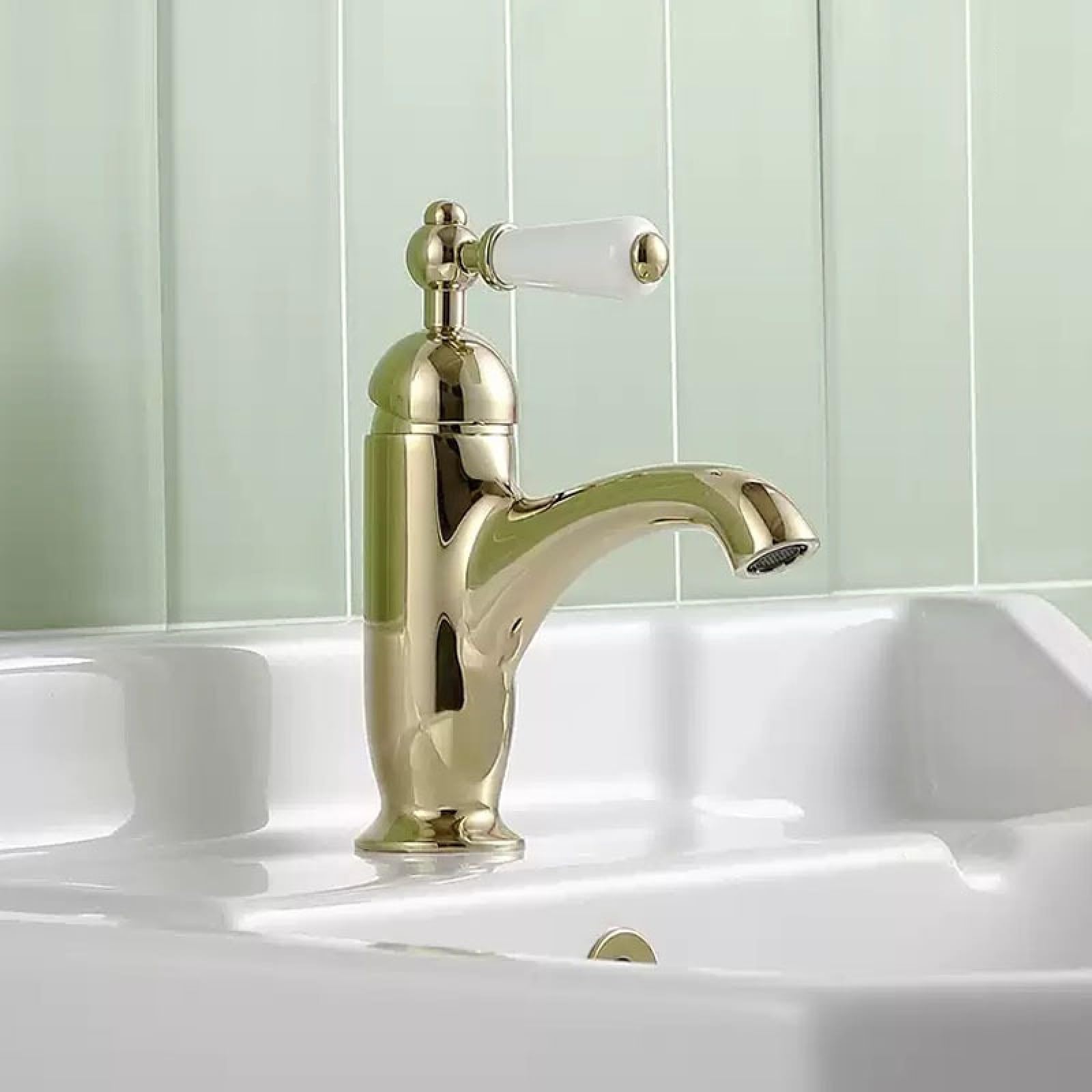 Fanjubei Zirconium Gold Color Copper Bathroom Hot And Cold Basin Faucet, Zirconium Gold