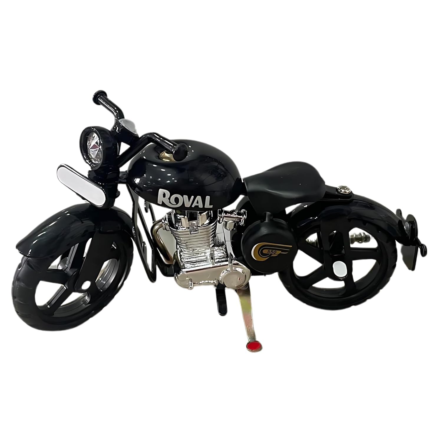 Die Cast Compatible for Metal Bullet Bike Motorcycle Scale Model Prototype Miniature Showpiece Toy with Side Stand for Birthday Gift, Kids, Adult (Bullet Bike Motorcycle Miniature Black)