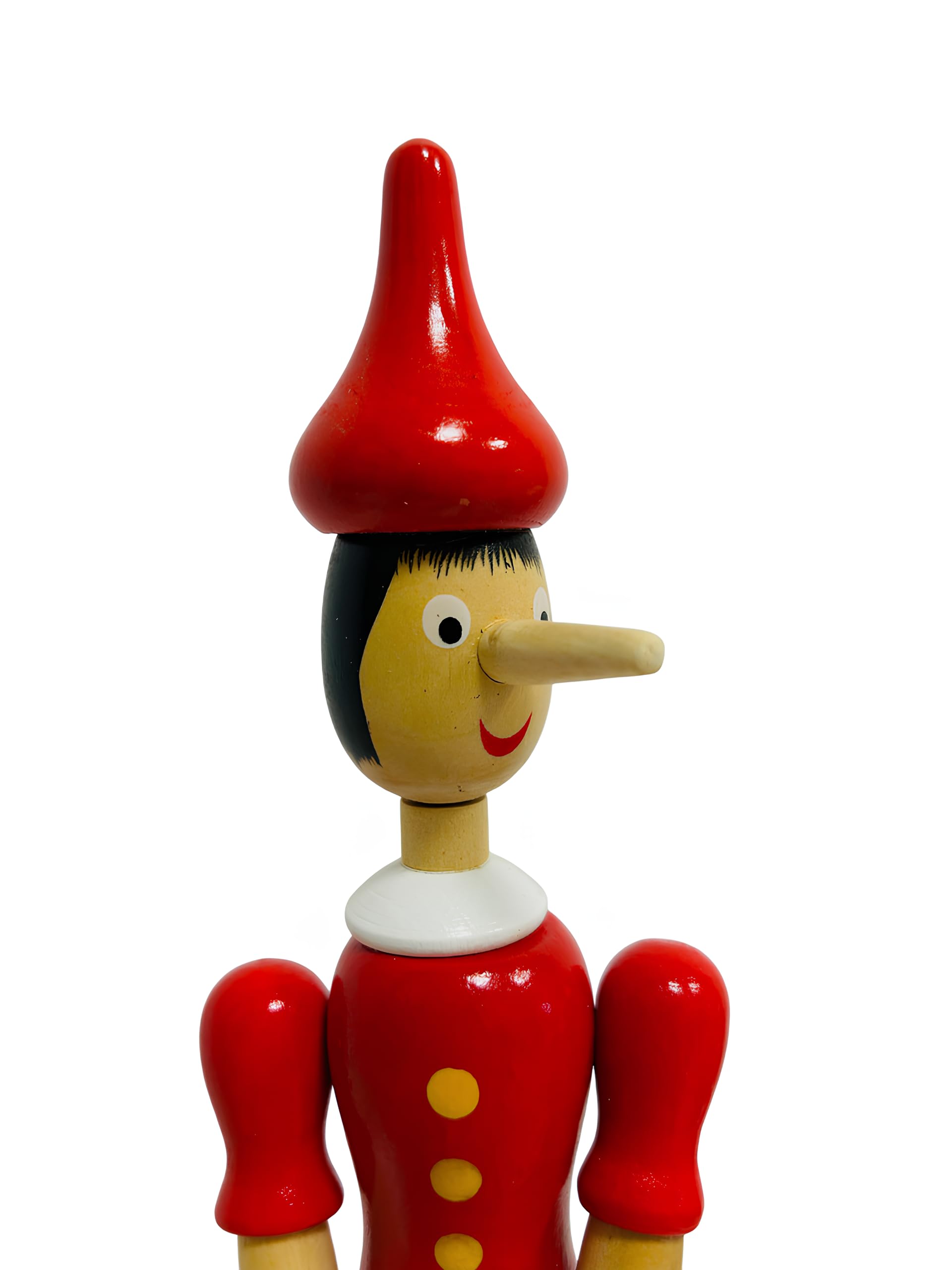 Pinocchiio in Legno Massello cm 30 Snodabile Marionetta di Legna con Articolazioni Burattino delle Fiabe in Legno Dipinto Altezza 30cm con Gambe Braccia e Testa Mobili Snodabile Snodato (A)