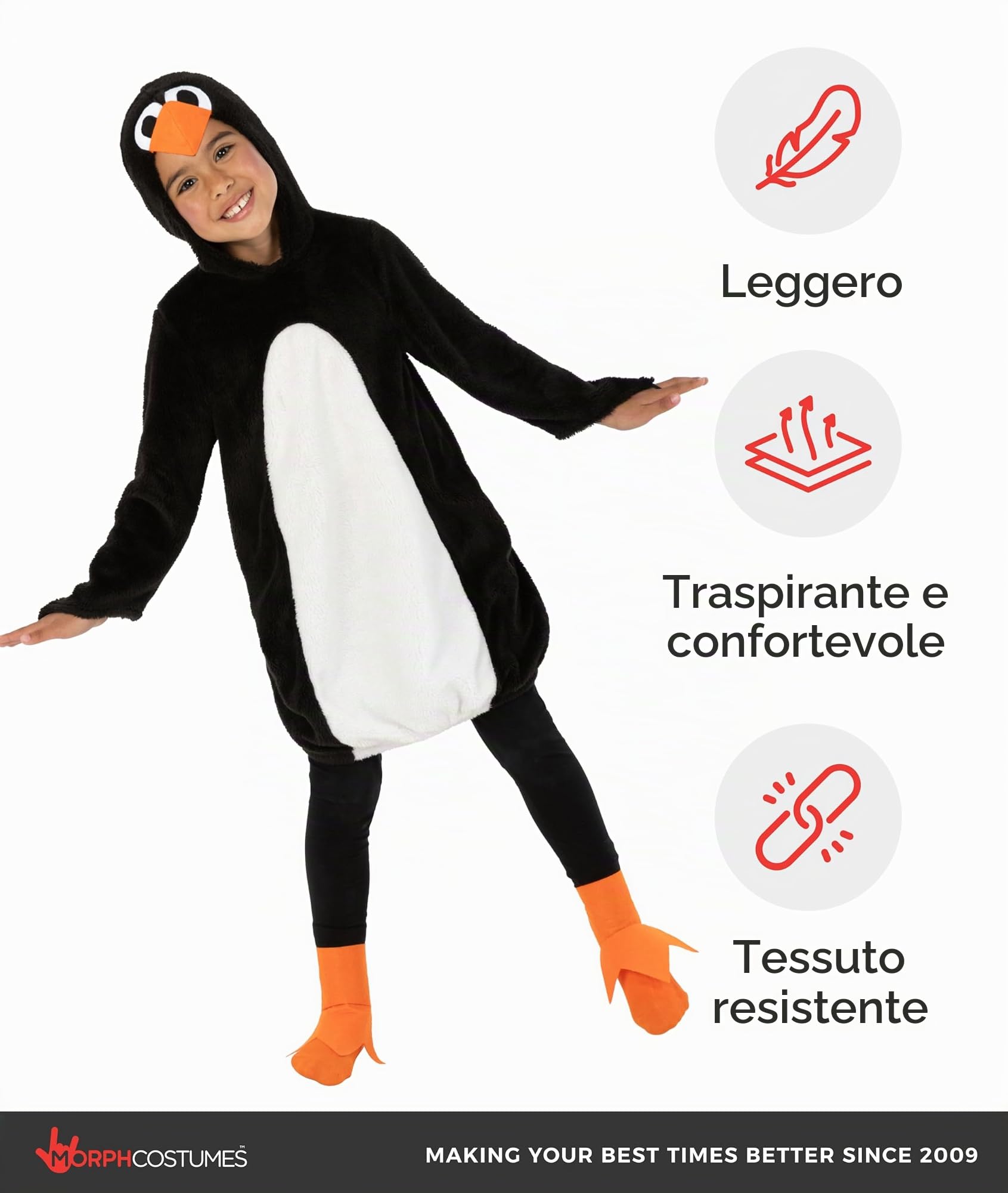 Fun Shack Costume Pinguino Bambini, Tuta Pinguino Halloween Bambini | Tuta Intera & Copriscarpe da Pinguino, Design Bianco e Nero, Perfetto per Halloween, Ideale per il Gioco di Ruolo