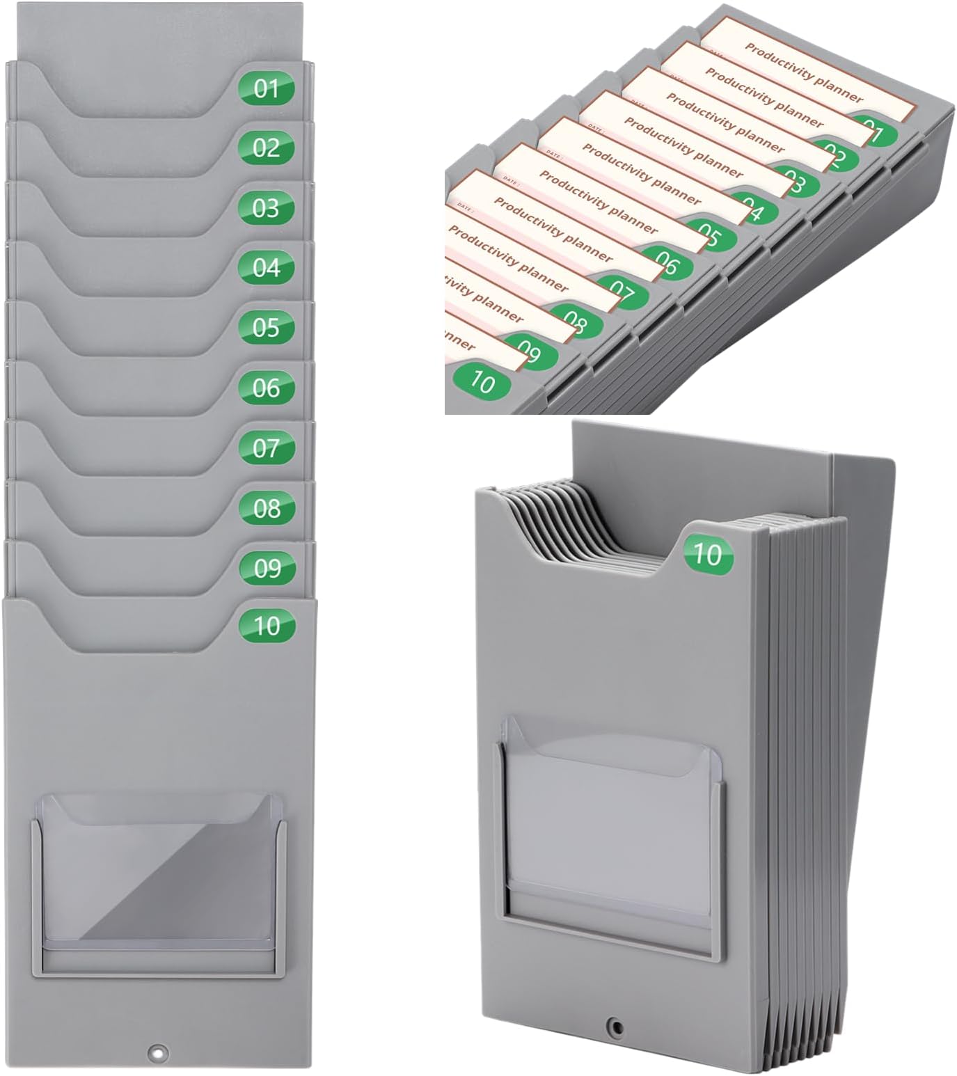 Metal Wall Mounted Time Card Holder Rack, Model 167H, 12 Slots for 81/4" Tall