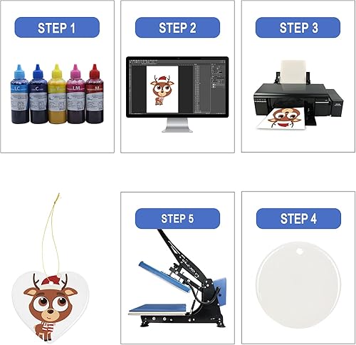 Miniatura 5 de MAIKESUB 25 piezas de adorno de cerámica en blanco en forma de corazón de 2.9 pulgadas con cuerda dorada para manualidades, decoración de árbol de