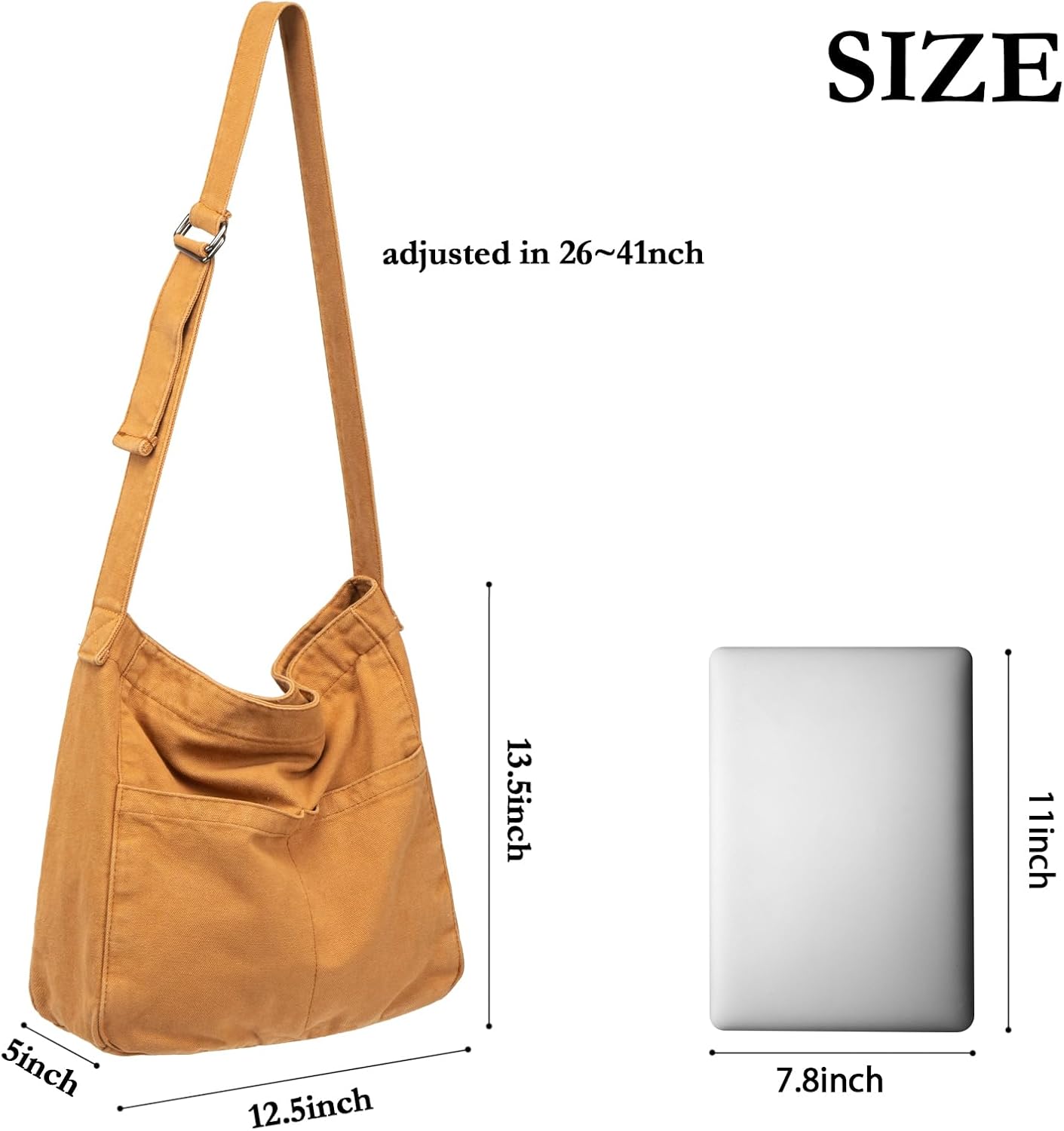 Etercycle Canvas Tote Bag for Women, Large Crossbody Hobo Bag Casual Shoulder Bag Shopping Handbags Messenger Bags (Brown) - Image 3