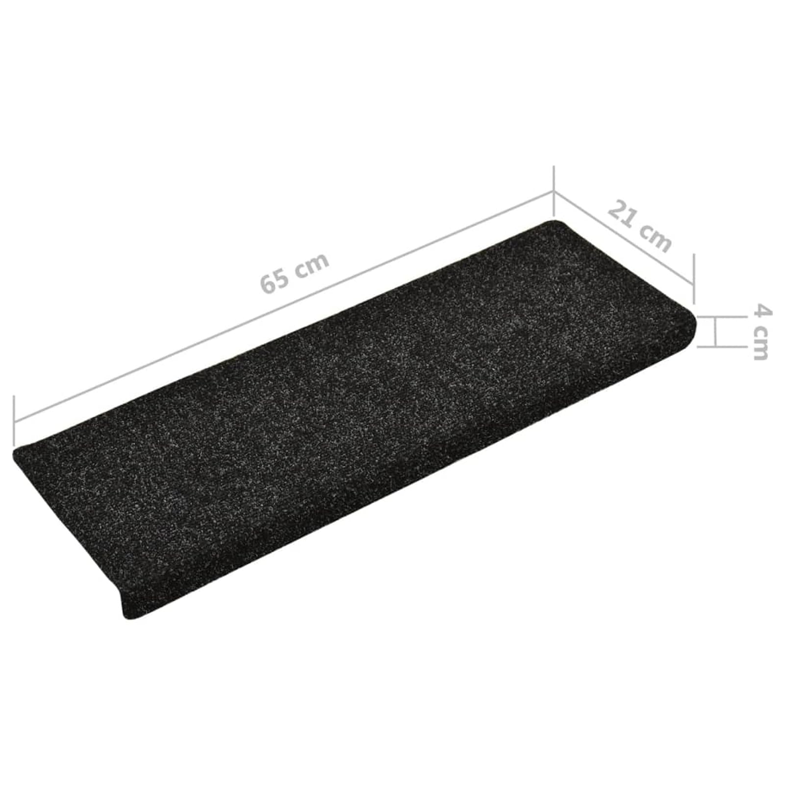 ShGaxin Treppenmatten 10 STK Stufenmatten, Treppenteppich, Treppenstufen Matten, Treppenschutz, Stufenteppich, Treppenstufenmatten, Schwarz 65x25 cm Nadelvlies