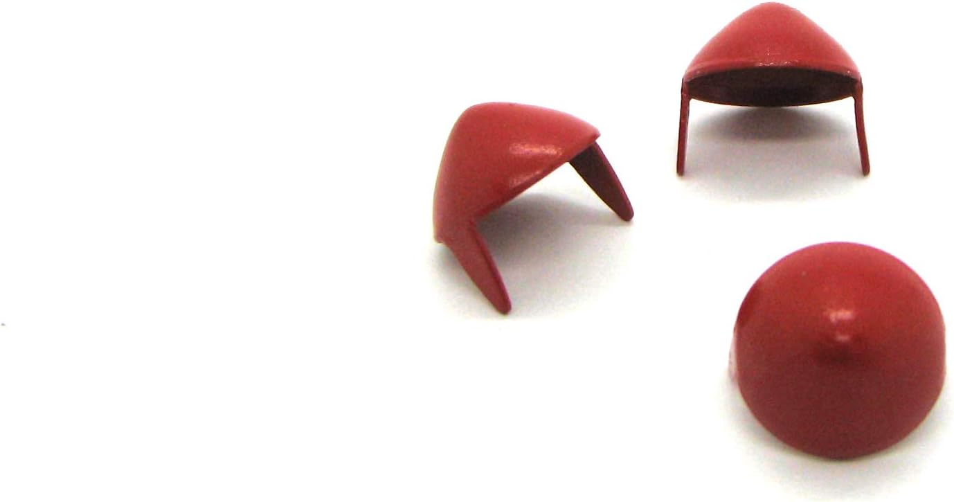 Cone Studs - Size 13 - Ideally Used for Denim and Leather Work - Classic Two-Prong Studs - Red Colored - Pack of 100 Studs and Spikes