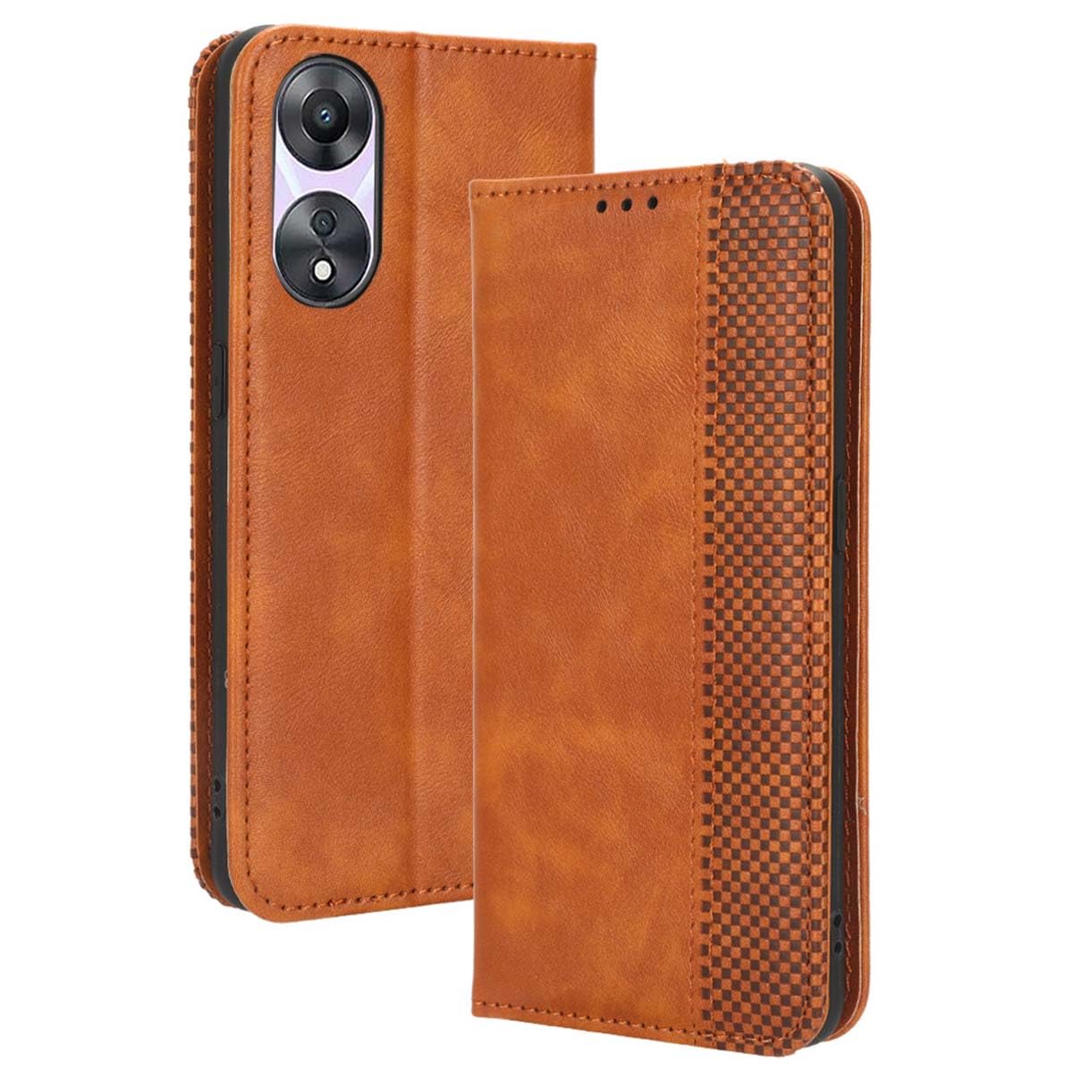 BLAVIC Cover per Oppo A78 5G, Portafoglio in Pelle Premium Flip Cover con Slot per Schede Chiusura Magnetica Cavalletto, Custodia per Oppo A78 5G.Oro
