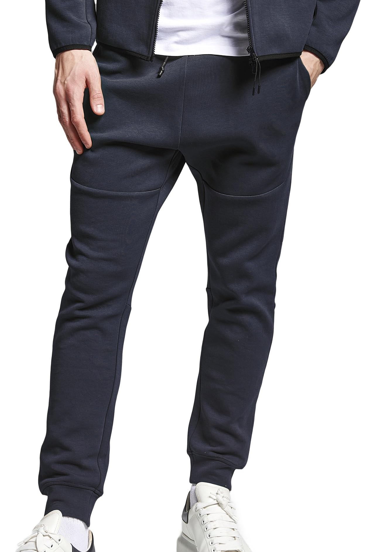 Nowoczesny męski dres treningowy, zestaw sportowy, bluza z kapturem i spodnie do joggingu z mankietami