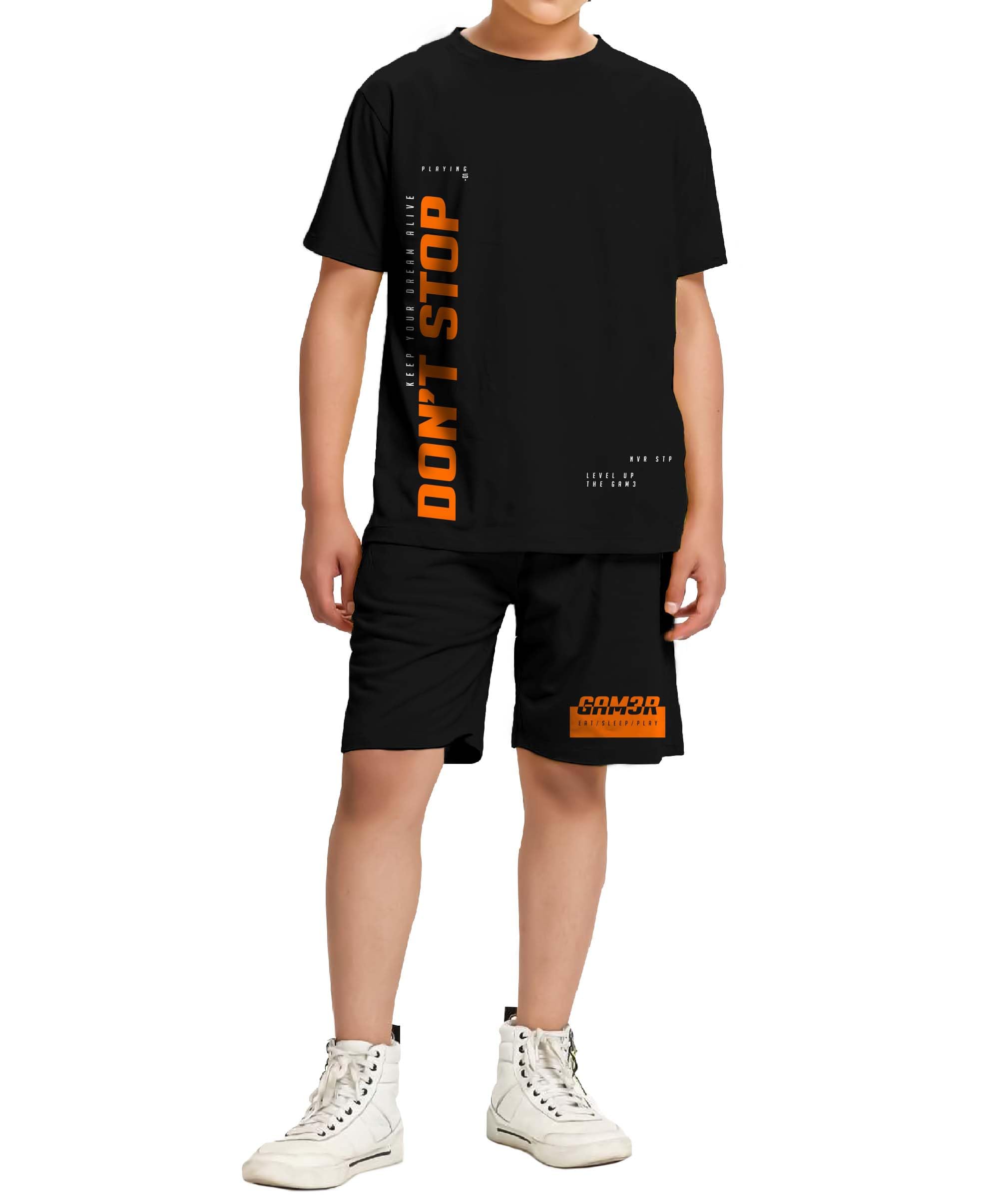 KYDA KIDS Camiseta y pantalón corto 100 % algodón puro estampado para niño