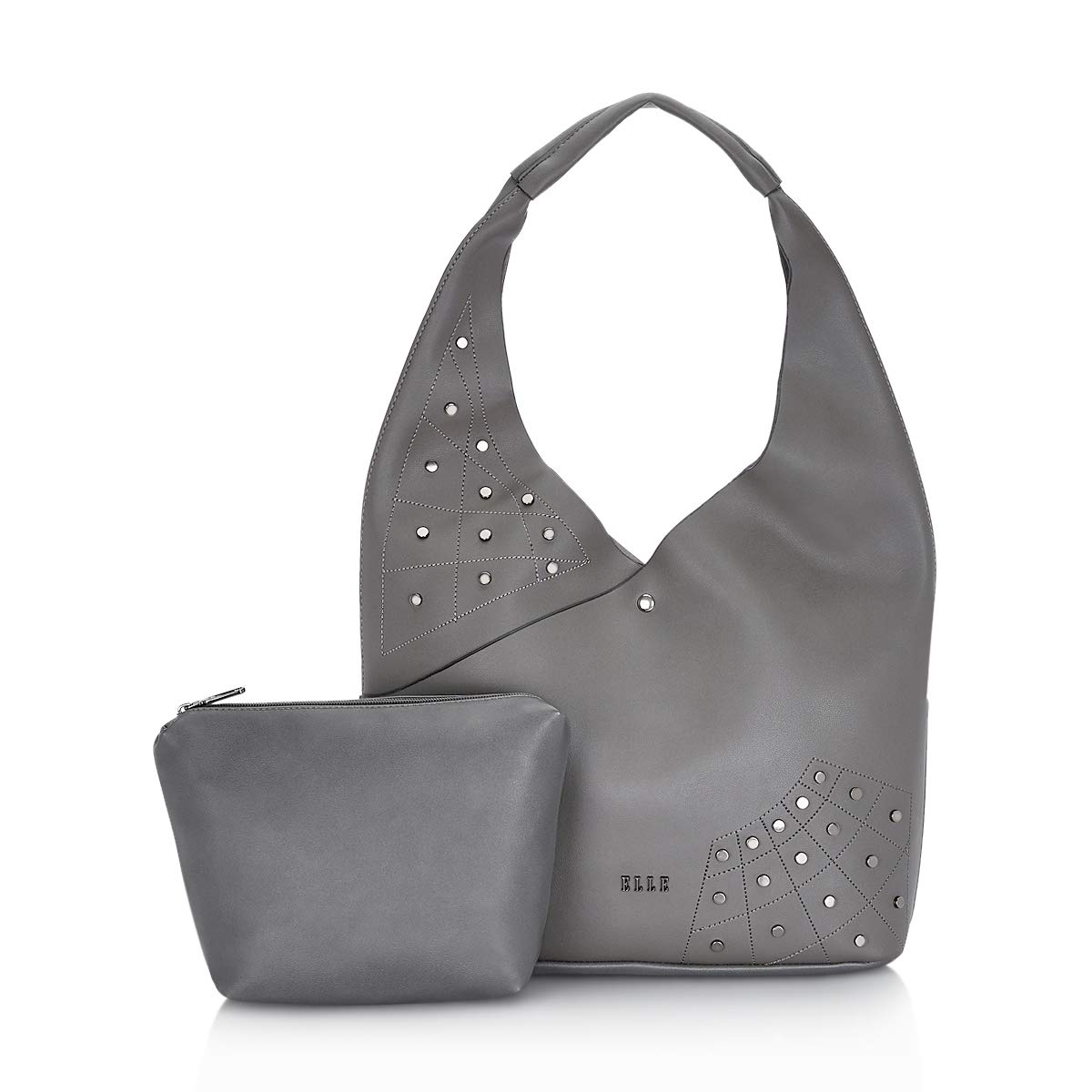 ELLEWomen's Hobo Handbags with Pouch, Grey, M