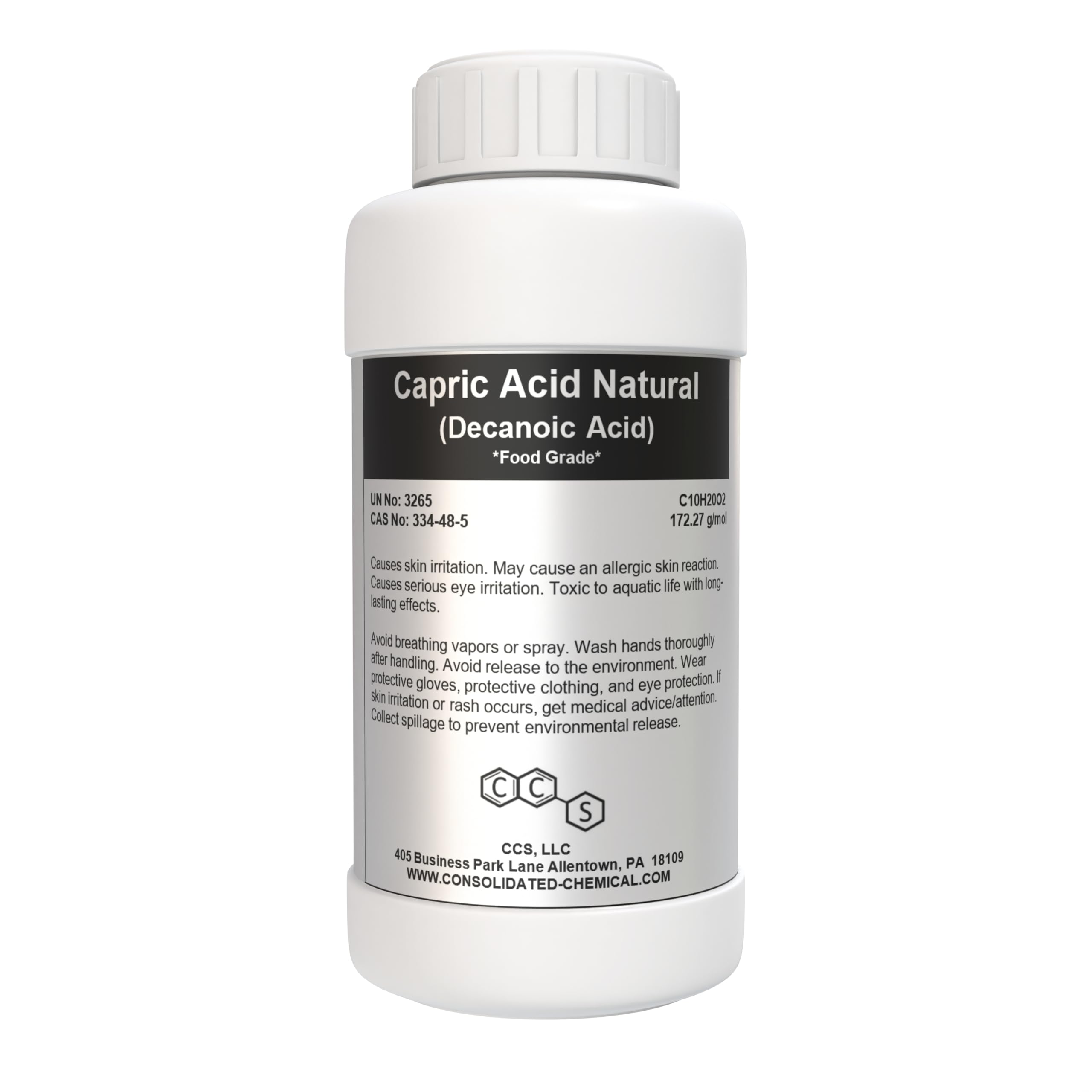 Capric Acid Natural (Decanoic Acid) - Food Grade | Premium High-Purity Medium-Chain Fatty Acid for Culinary and Industrial Use (1000mL (32 Fl oz))