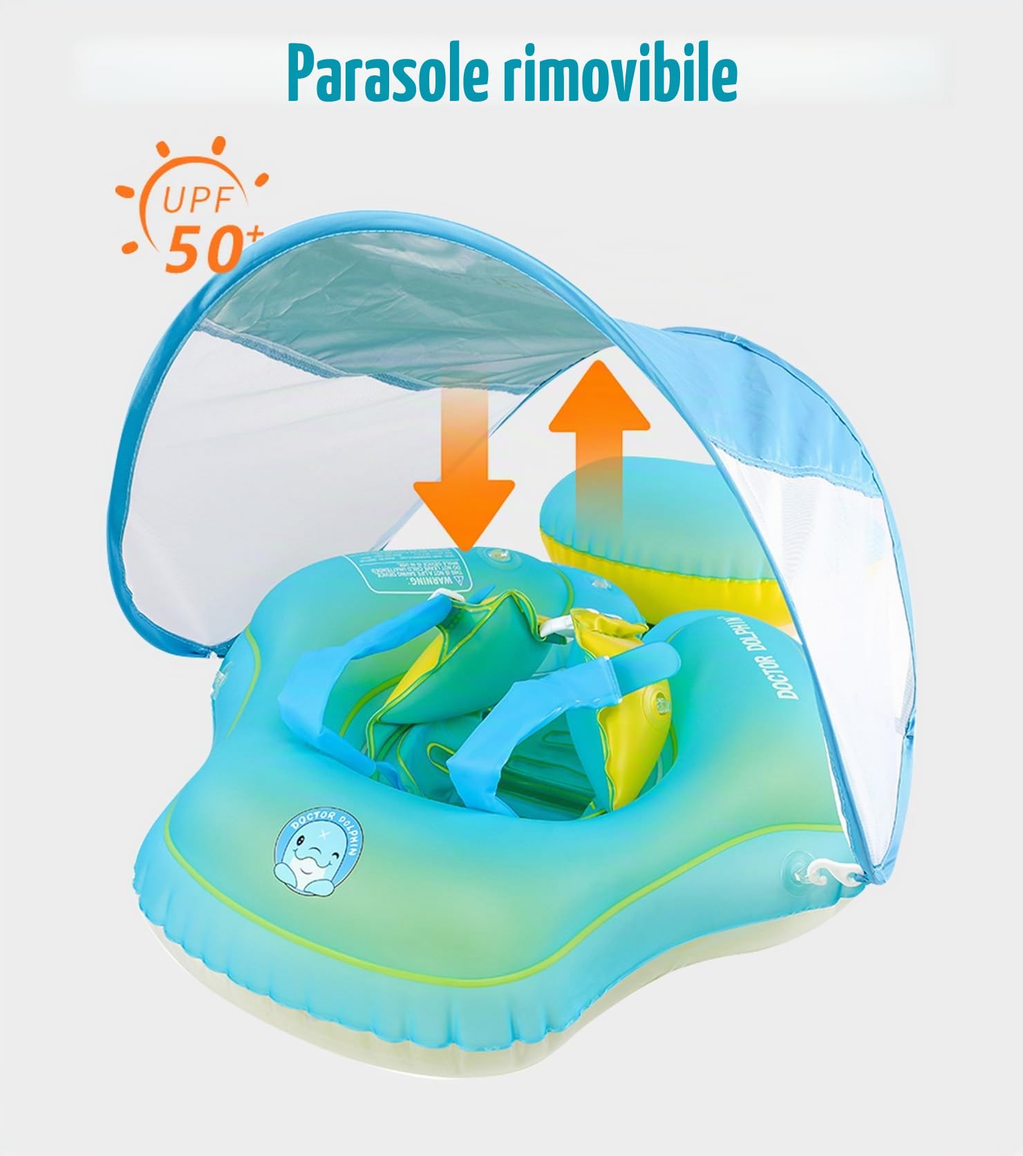 Salvagente per bambini con Sonnenda UPF50+, aiuto per il nuoto per la piscina, galleggiante, sedile di sicurezza regolabile, per bambini da 6 a 36 mesi