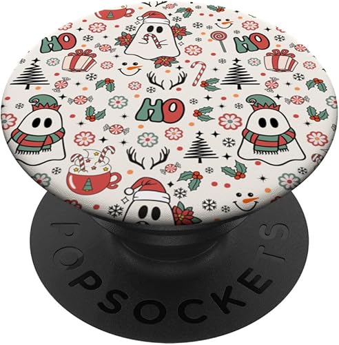 Fantasma espeluznante lindo Navidad Ho Ho Merry Holiday Retro Pastel PopSockets PopSockets estándar PopGrip