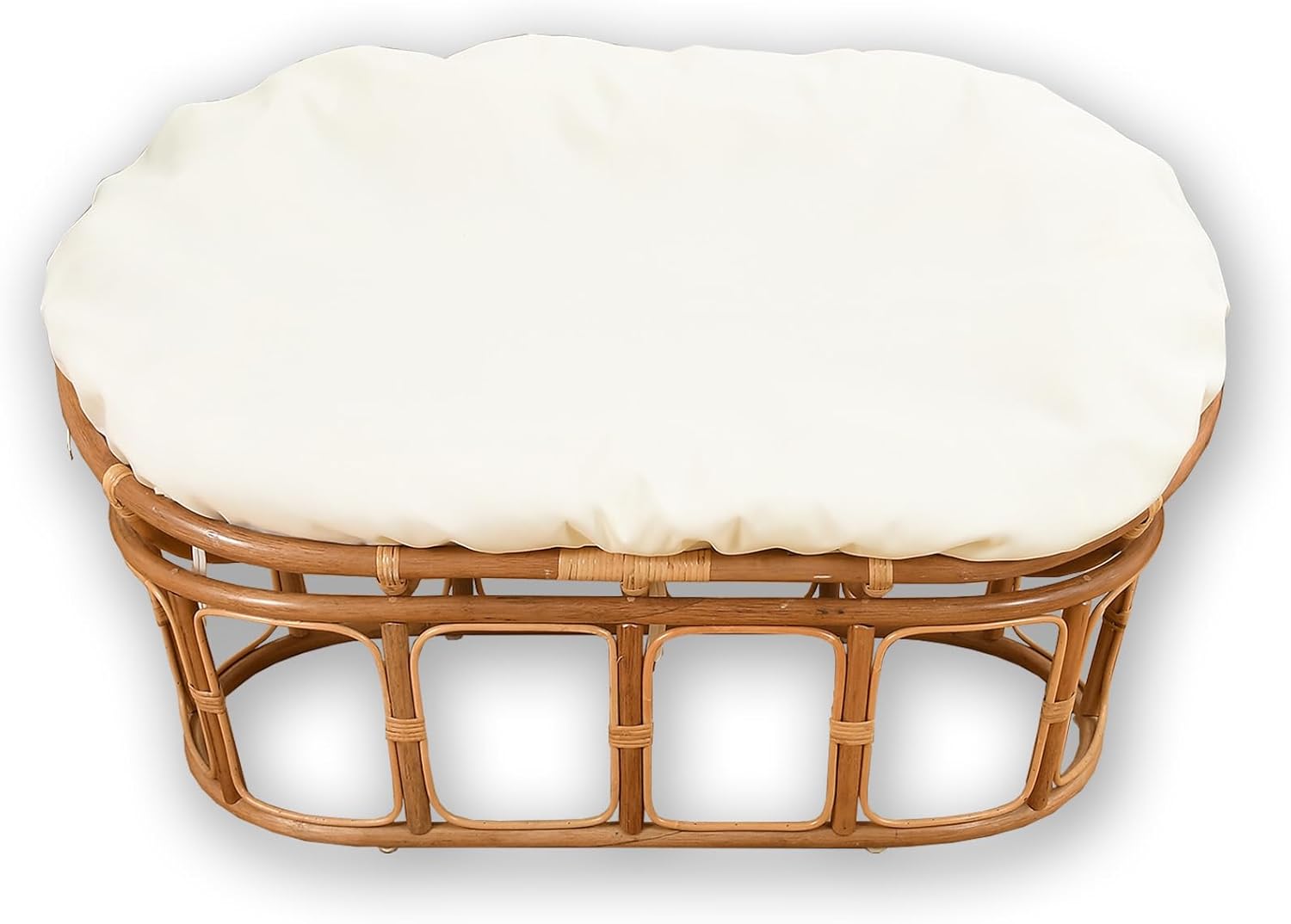 Double Papasan Cushion Cover for 65×48× 6 inches Cushion Outdoor Replacement Slipcover with Zipper Wicker Egg Chair Cushion Covers Water-Resistant Machine Wash (Off-White, 67 × 47 × 6 inches)