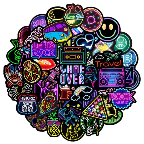 MARSFORCE Graffiti Néon vinyle imperméable autocollant pour ordinateur portable bagages de voyage valise bouteille d'eau skateboard vélo voiture pare - chocs casque...