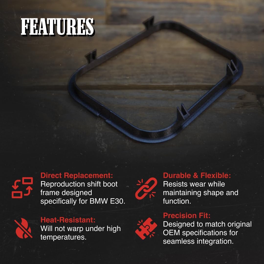 Compatible with BMW E30 | Shift Boot Trim Ring Base Frame | Carbon Fiber Nylon | Heat Resistant & Durable | Made in USA
