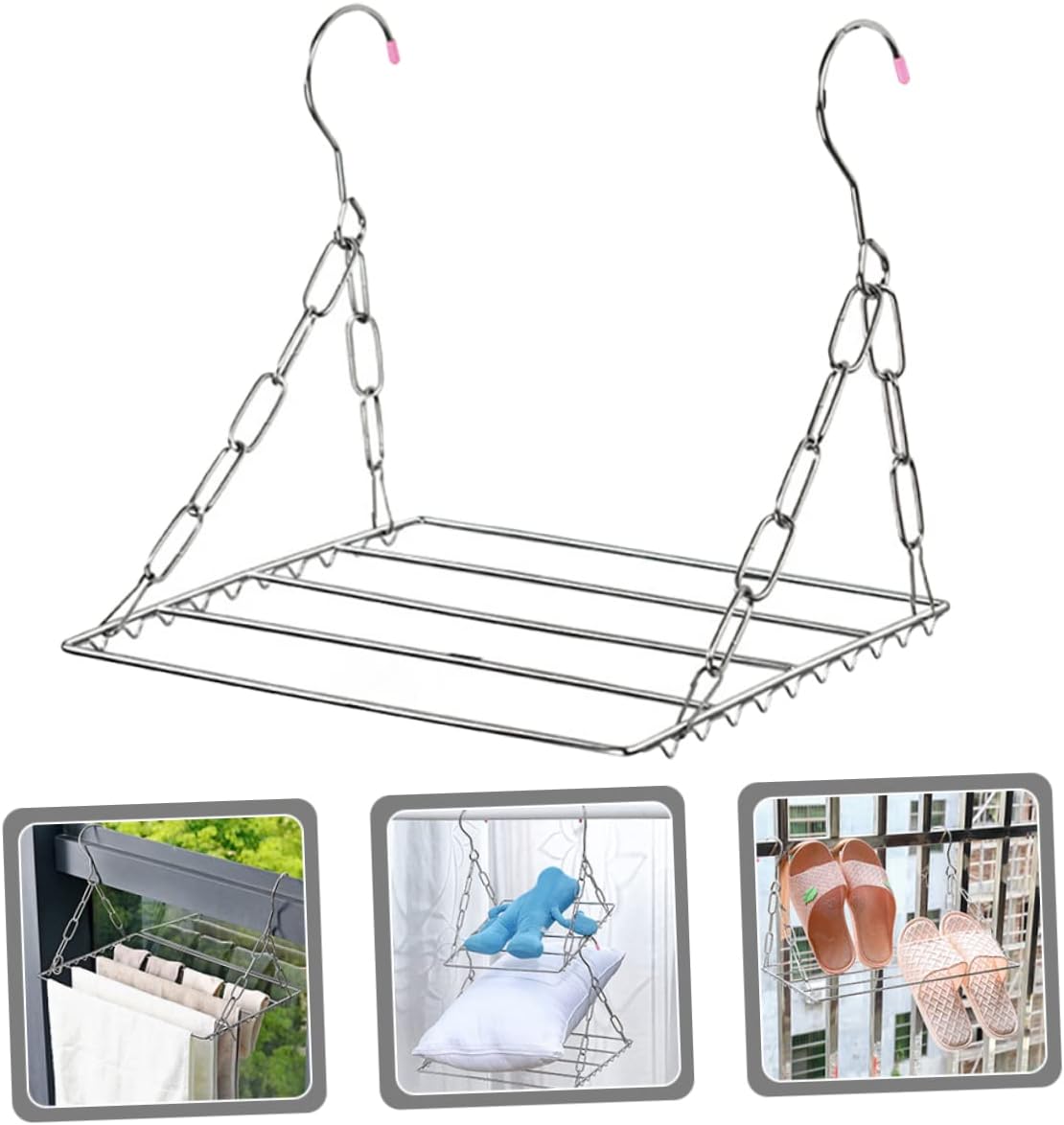 MAGICLULU Multi-Functional Shoes Drying Rack Balcony Stainless Steel Shoe Hanging Racks Drying Clothes Clothes Dryer Window Drying Outdoor Hanging Drying