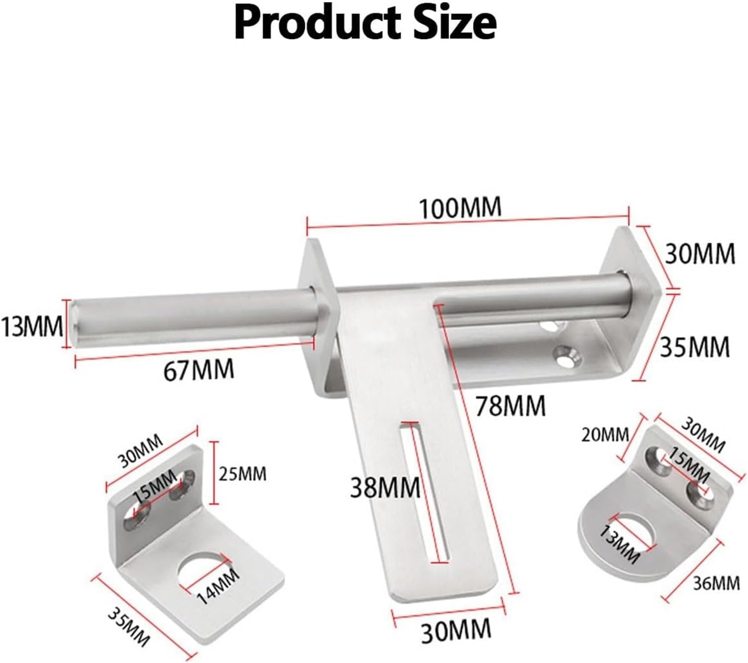 Slide Bolt,Gate Latch, Gate Latch Stainless Steel Door Buckle Hasp Clasp Barrel Bolt Sliding Latches, Brushed Finish