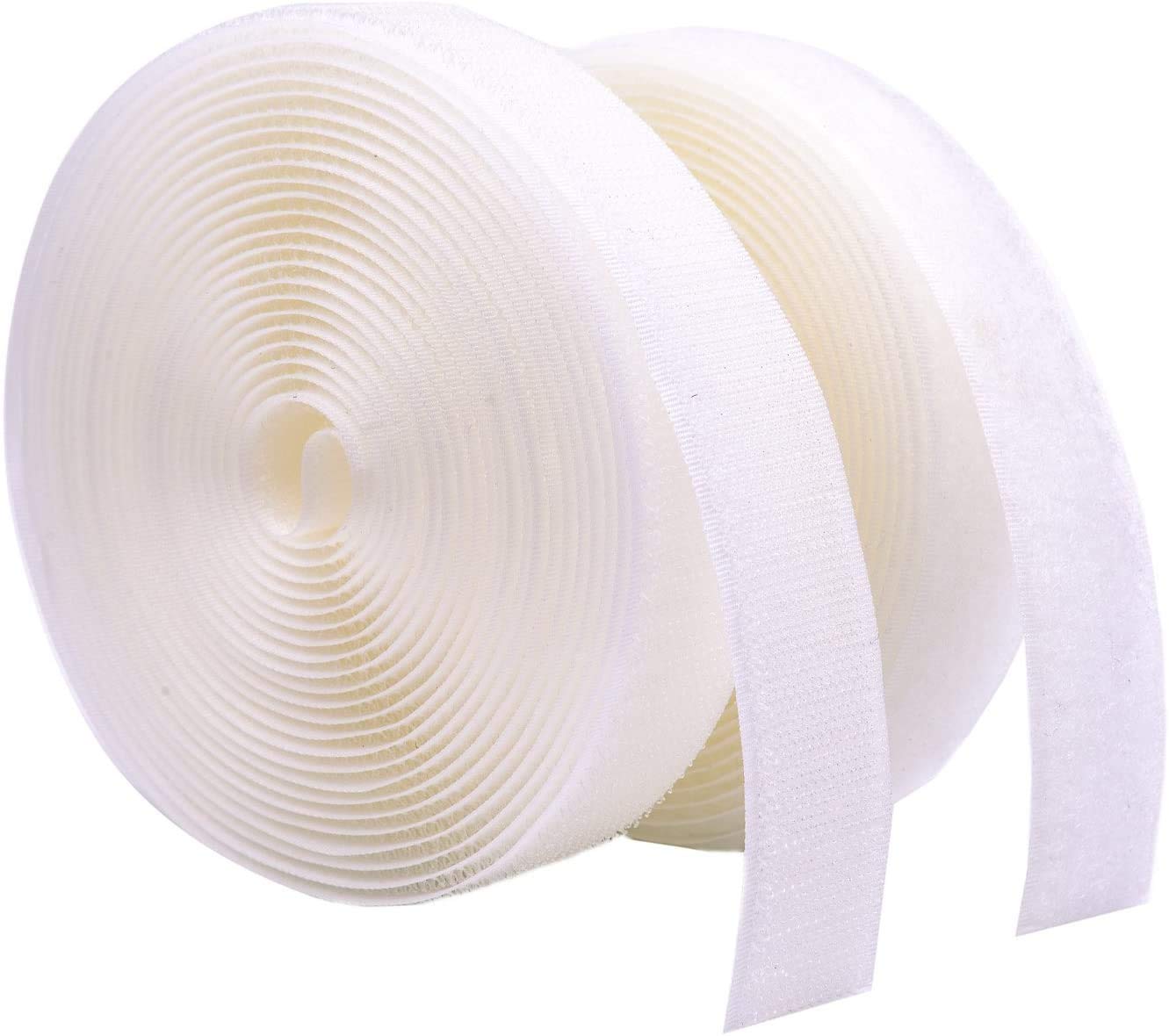 Arlent20mm Width 5 Meters Sew-On Hook Loop Fastener Tape Tape Nylon Strips Fabric Non-Adhesive Back White