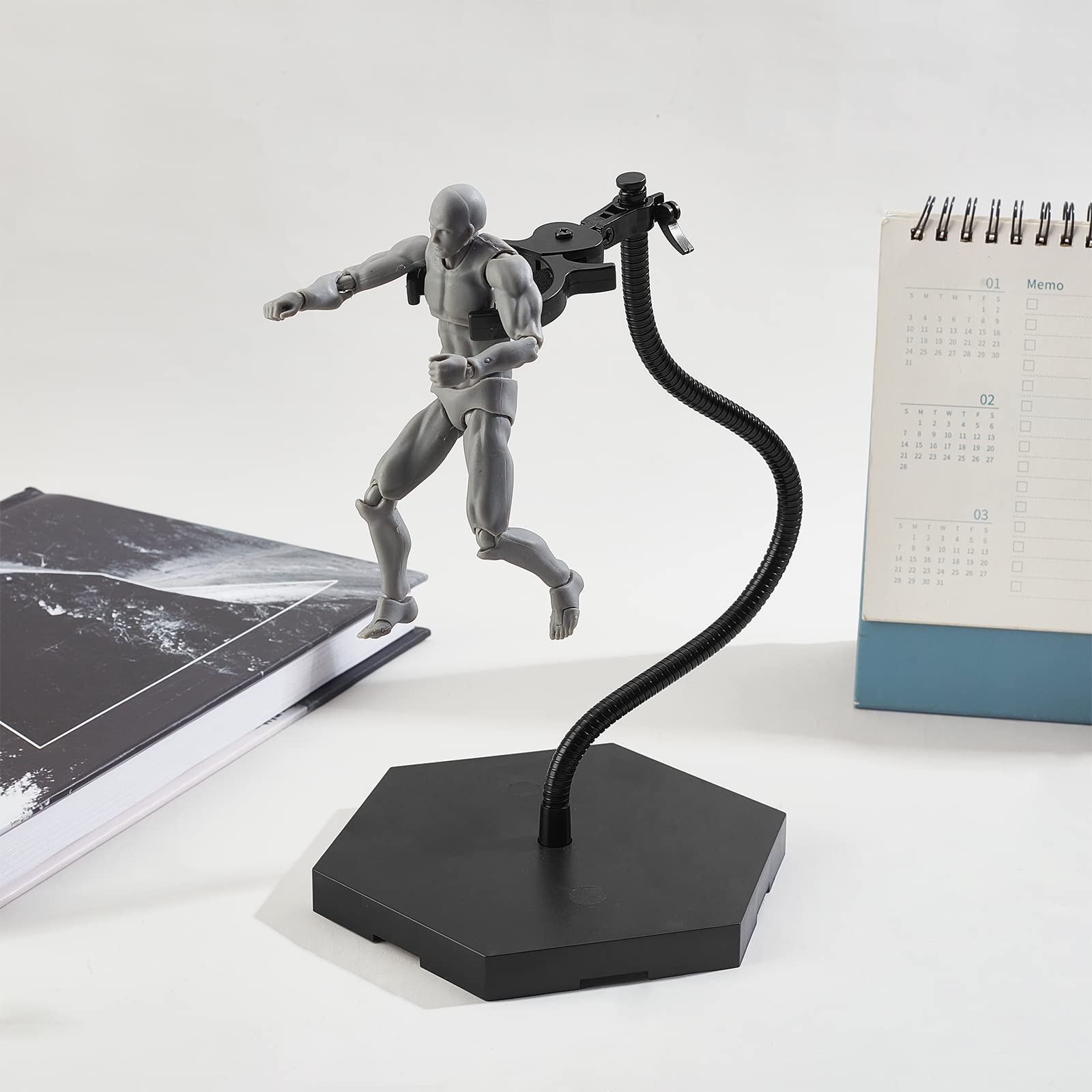FINGERINSPIRE Action Figure Display Base Supporto per Figure per Bambole Nero Tubo Flessibile in Metallo Scala 1/6 1/9 1/12