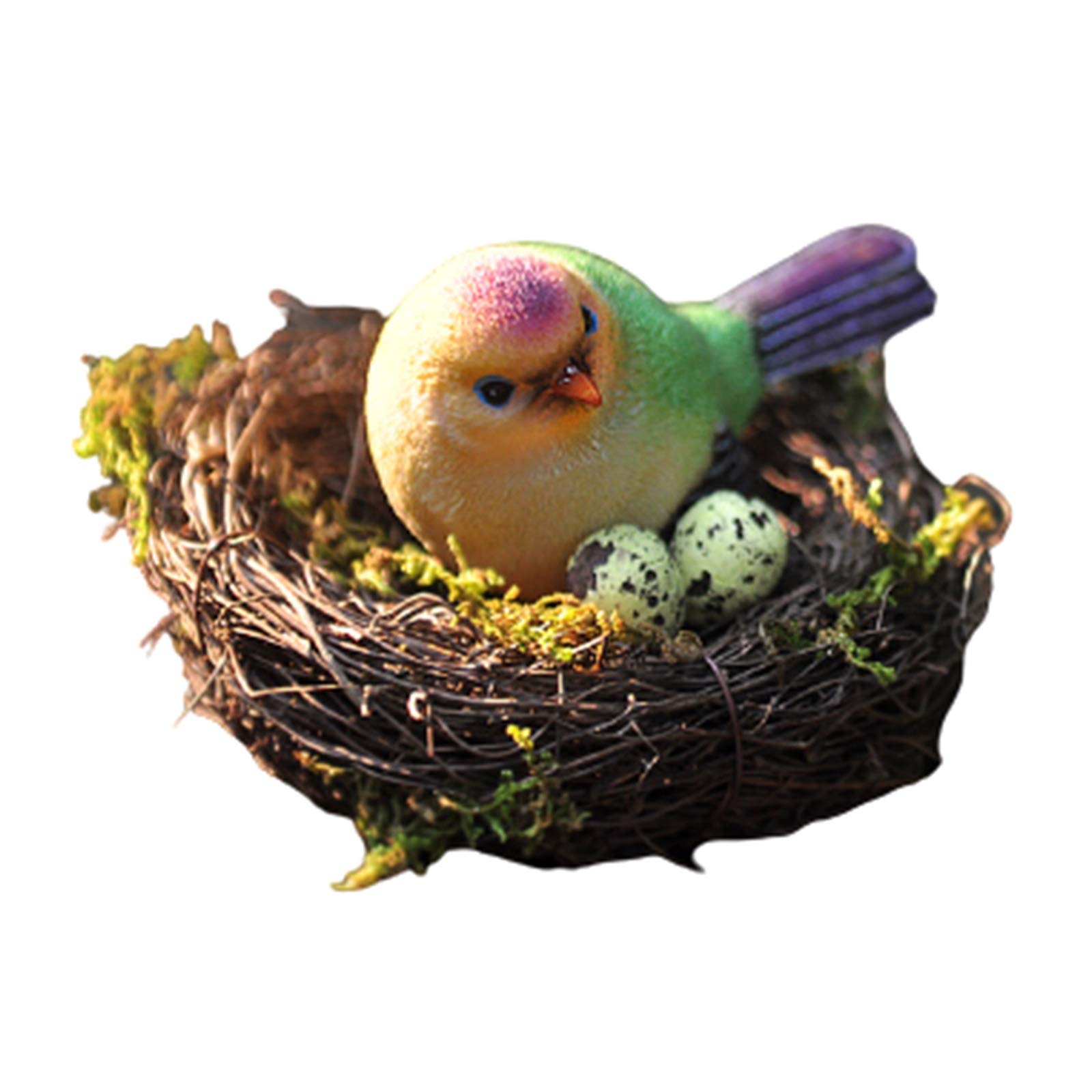 Casa para pájaros El Nido de pájaro Tejido con Paja y ratán está Decorado con Huevos de pájaro, Utilizado para el Lugar de Descanso de Palomas y Loros, diámetro 12 cm