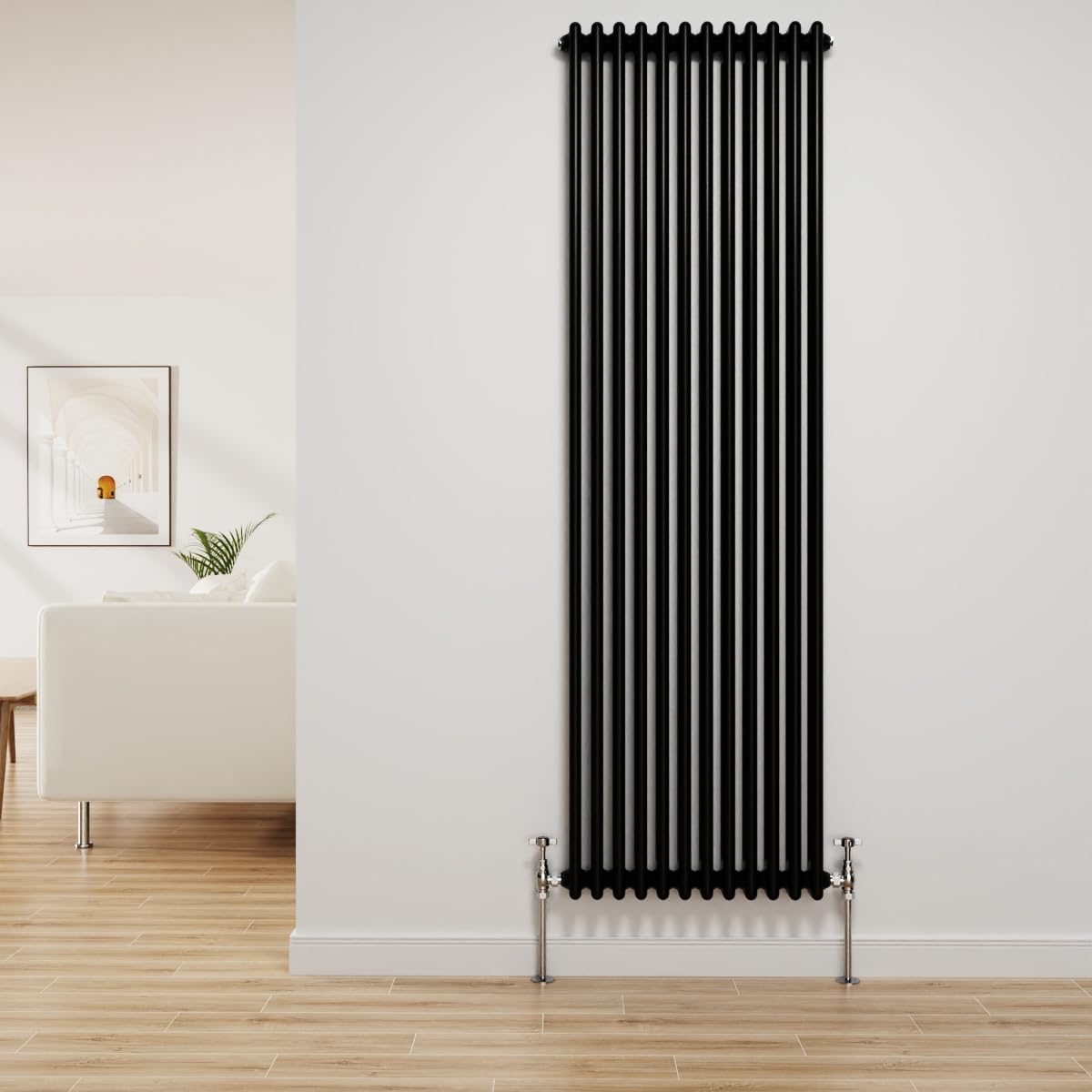 Nrg Black Traditional Radiator Cast Iron 2 Column Vertical Central Heating Bathroom Radiators 1800X560mm