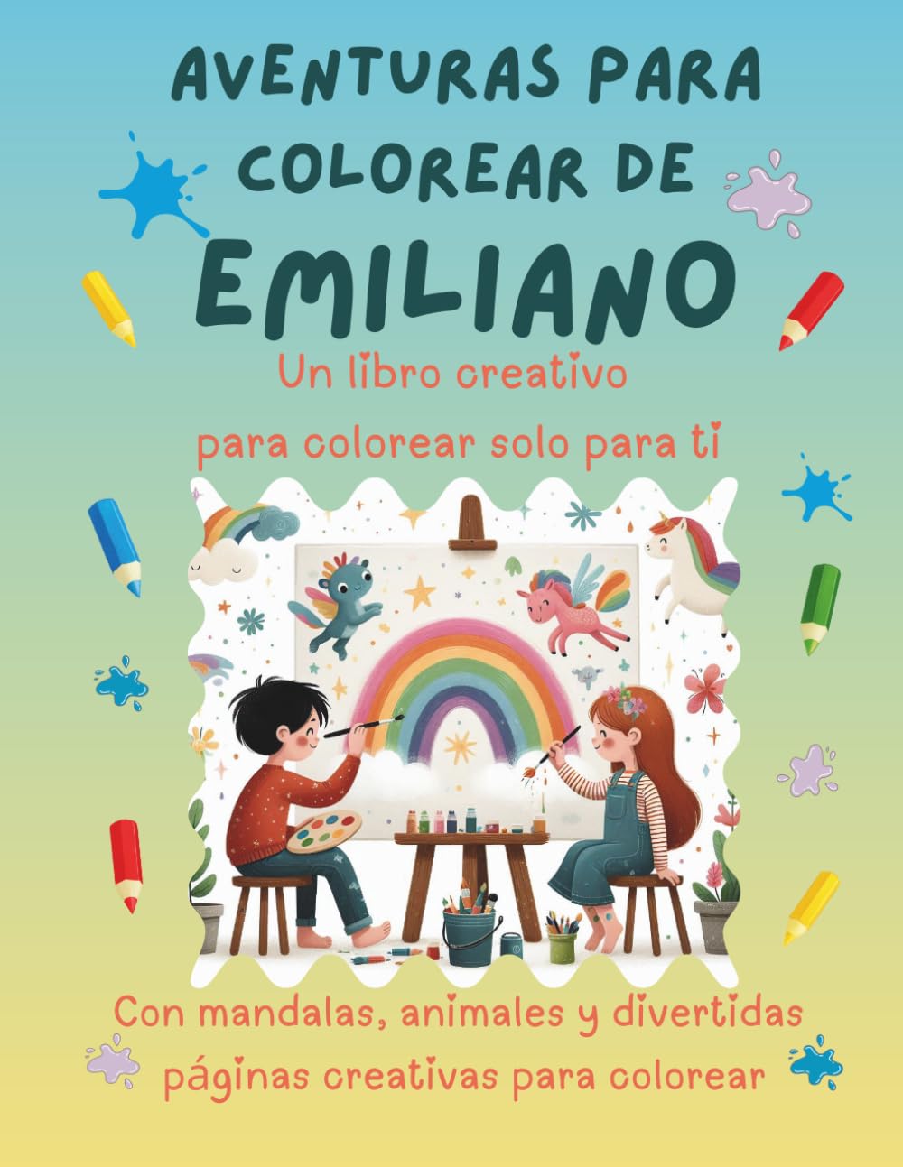 Aventuras para colorear de Emiliano: Libro para colorear personalizado con animales, naturaleza y mandalas | 32 páginas de actividades creativas | ... (Aventuras para colorear personalizadas)