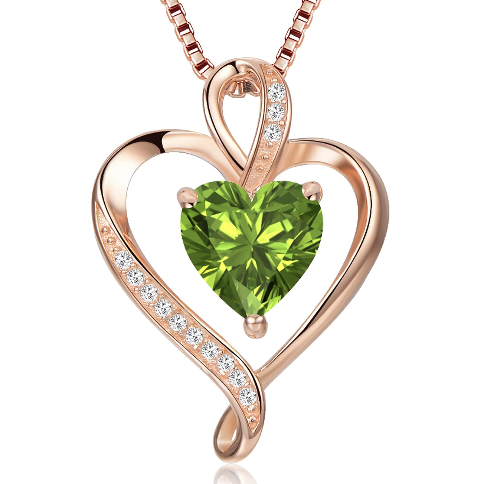 LAVUMO Herzkette 925 Silber/Messing Rosegold Gold Damen Halskette Geschenk | Herz änhänger Kette Damen Schmuck Geschenk für Frau Frauen an Geburtstags Weihnachten Valentinstag Hypoallergen Ketten
